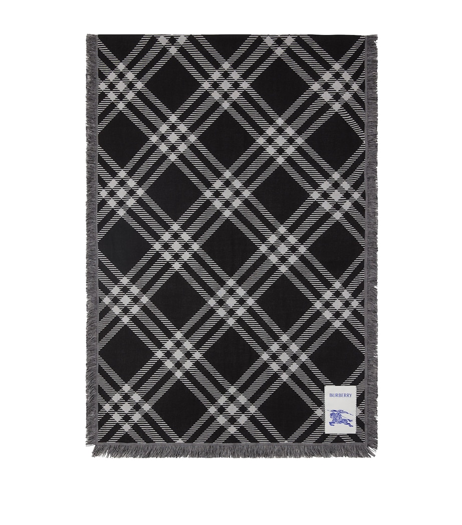 Silk-Wool Wide Check Scarf BLACK/CALICO Image 1