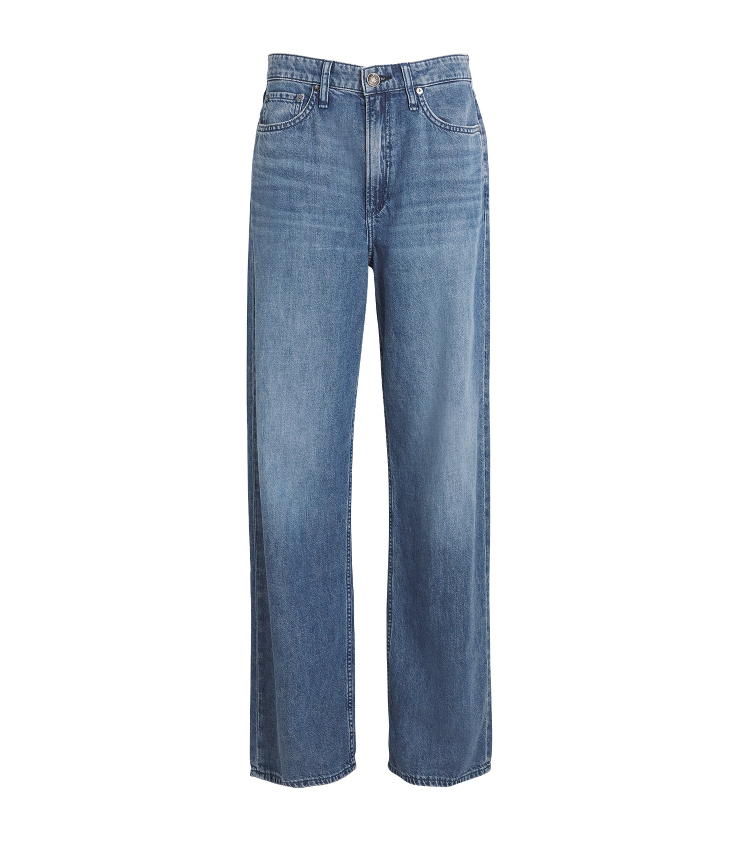 Shop Rag & Bone Featherweight Logan Mid-rise Wide-leg Jeans In Blue