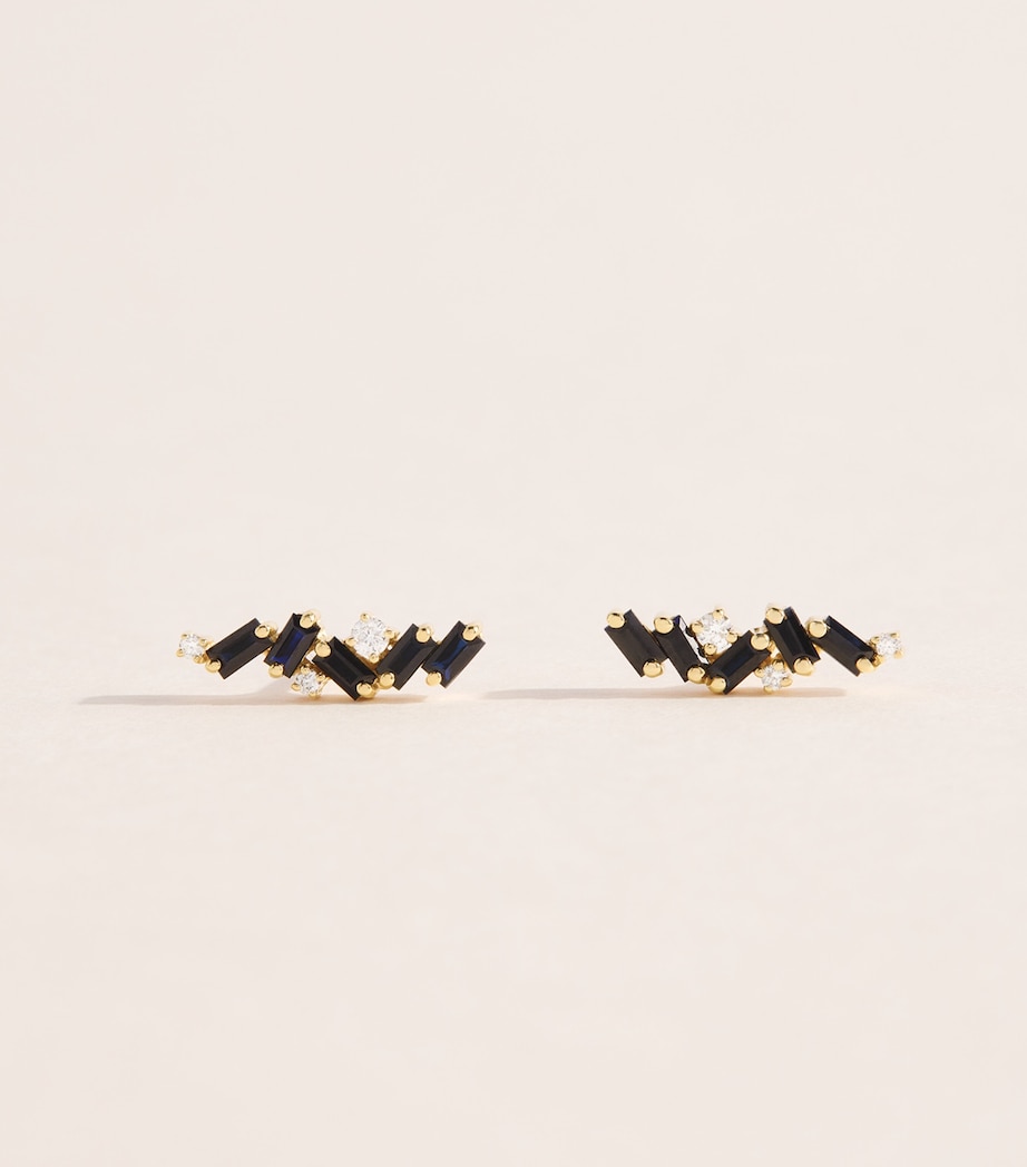Suzanne Kalan Yellow Gold, Diamond and Sapphire Frenzy Stud Earrings Yg/bs Image 1