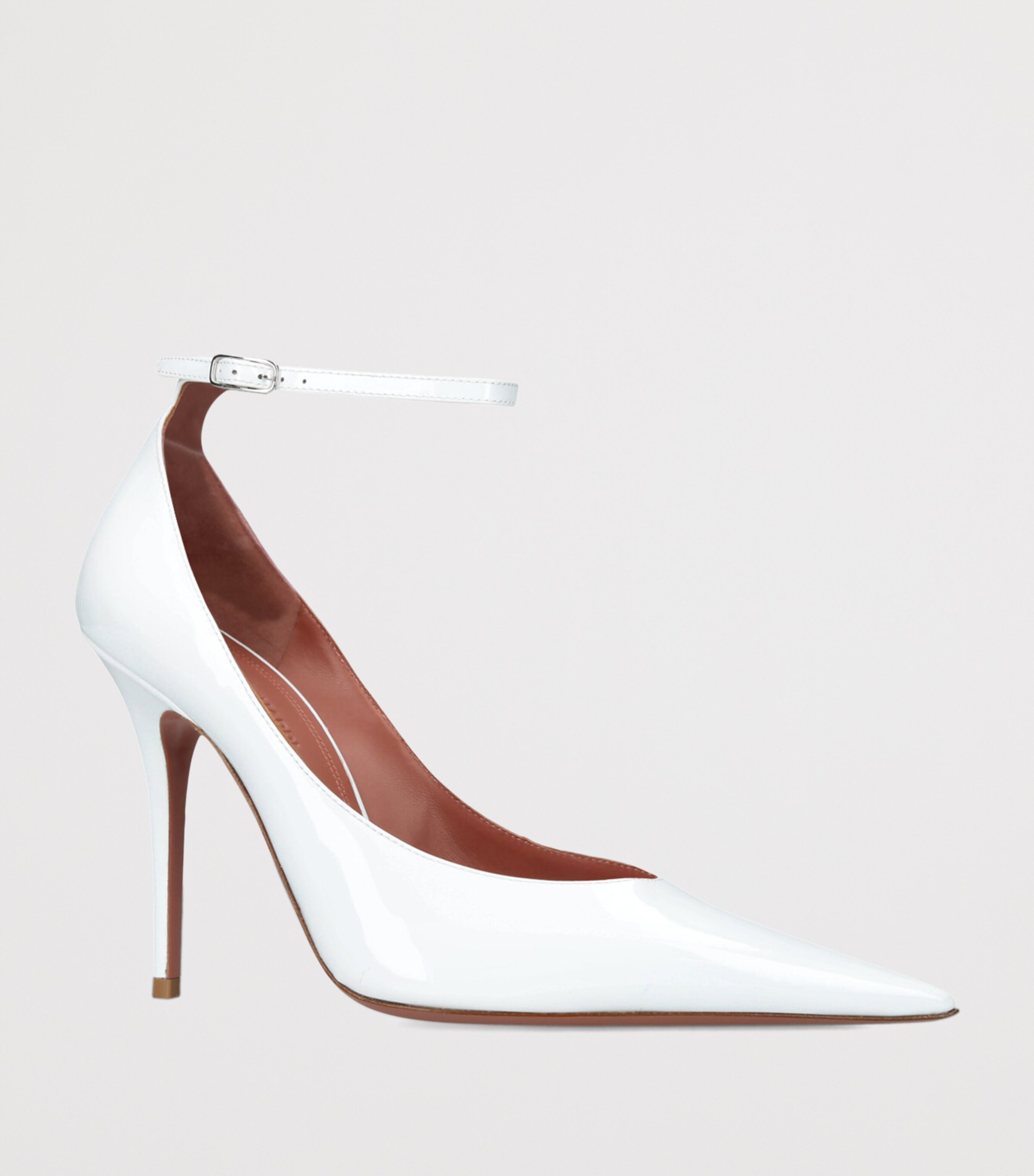 Amina Muaddi Patent Leather Anok Pumps 105 White Image 3