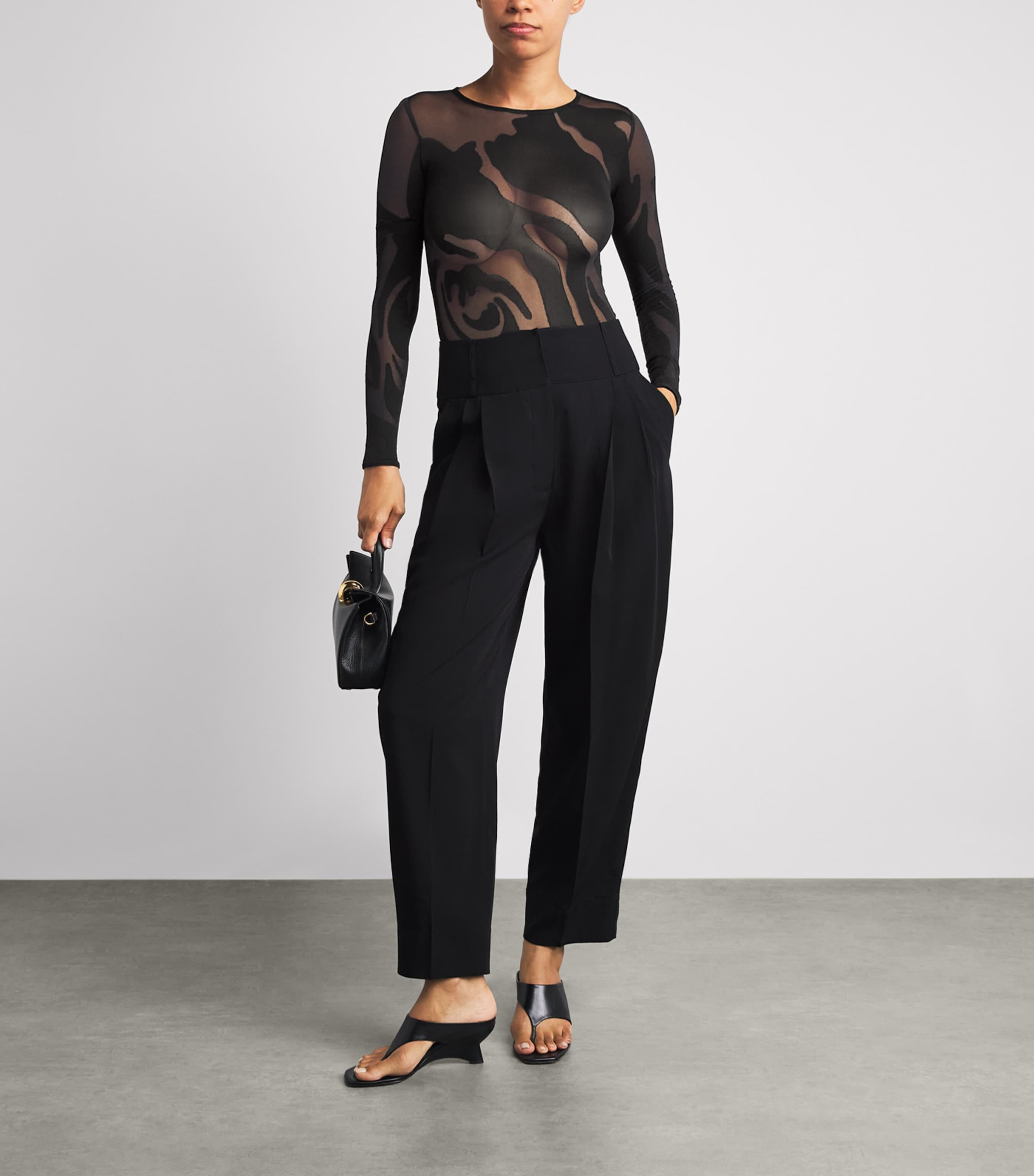 Wolford Sheer Rose Shadow Bodysuit Black Black Image 2