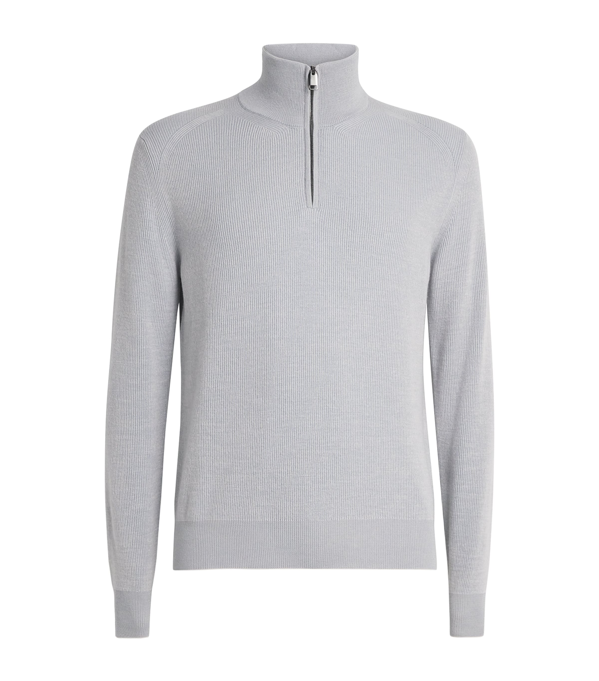 Brioni Mens Cashmere-Wool Half-Zip Sweater Image 1