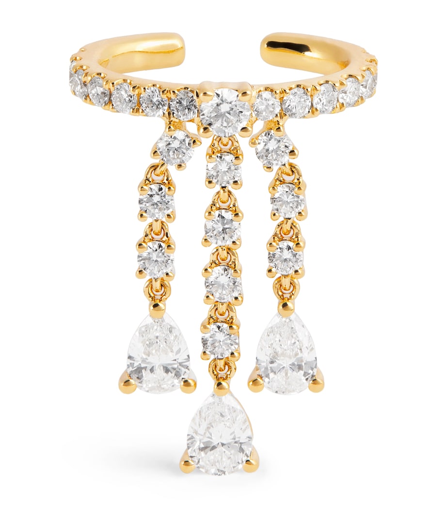 Yellow Gold and Diamond Fringe Single Ear Cuff YELLOW GOLD Image 1