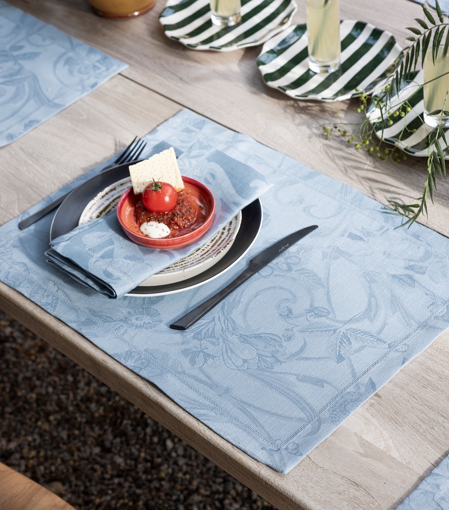 Le Jacquard Français Linen Damask Tivoli Placemat (50cm x 38cm) Blue Image 2