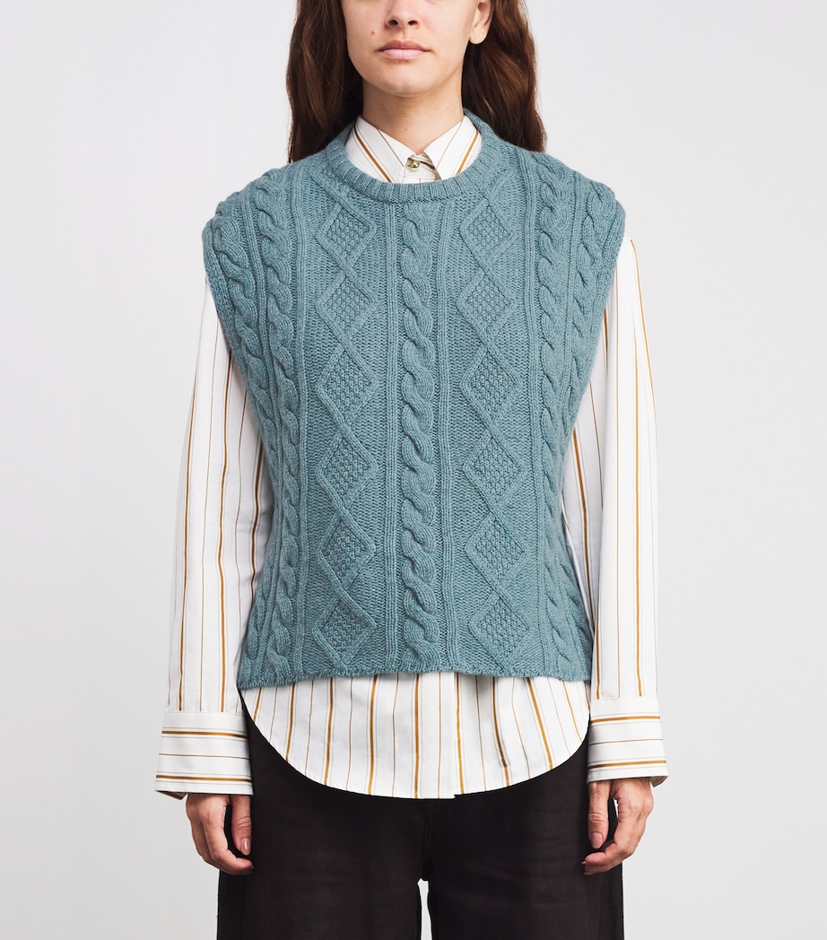 Cashmere Aran-Knit Oversized Sweater Vest HC0038 SEASCAPE Image 3