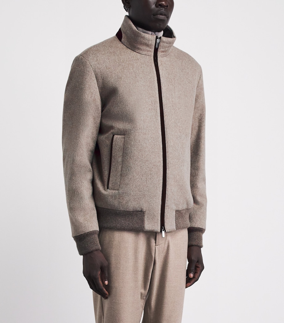 Paul & Shark Mens Cashmere Padded Bomber Jacket Beige Image 4