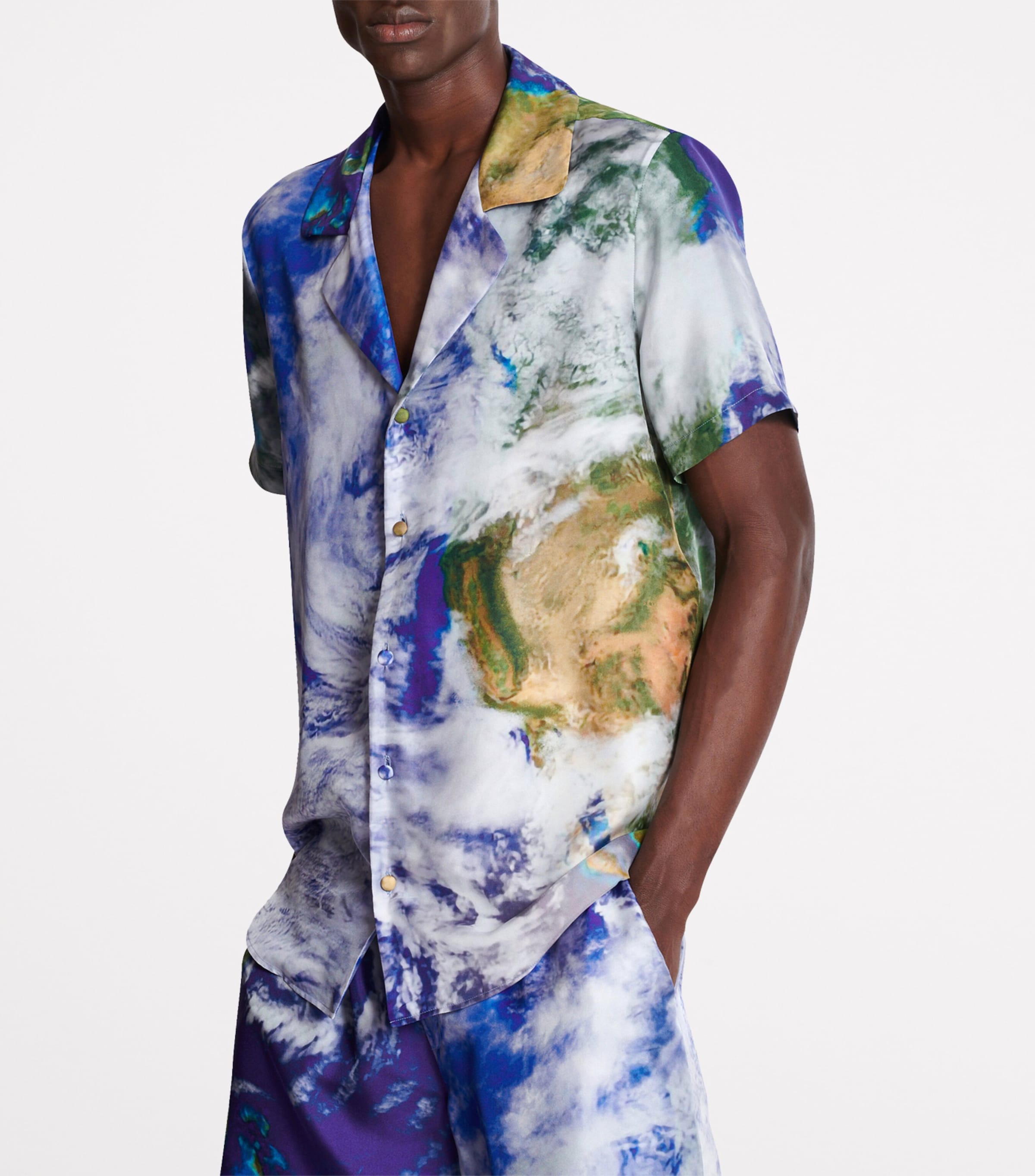 Balmain Mens Silk Earth Print Shirt Aaa Multicolore Image 2
