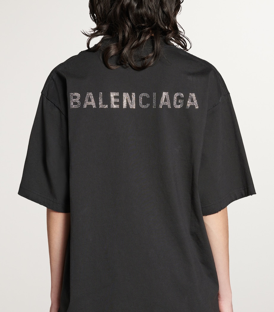 Distressed Rhinestone-Logo T-Shirt 1083 Image 6