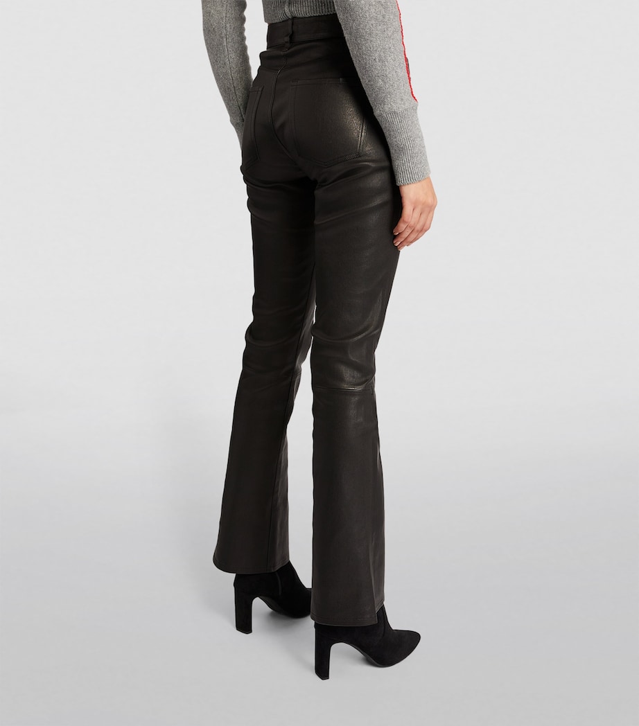 Leather Low-Rise Bootcut Jeans BLACK Image 4