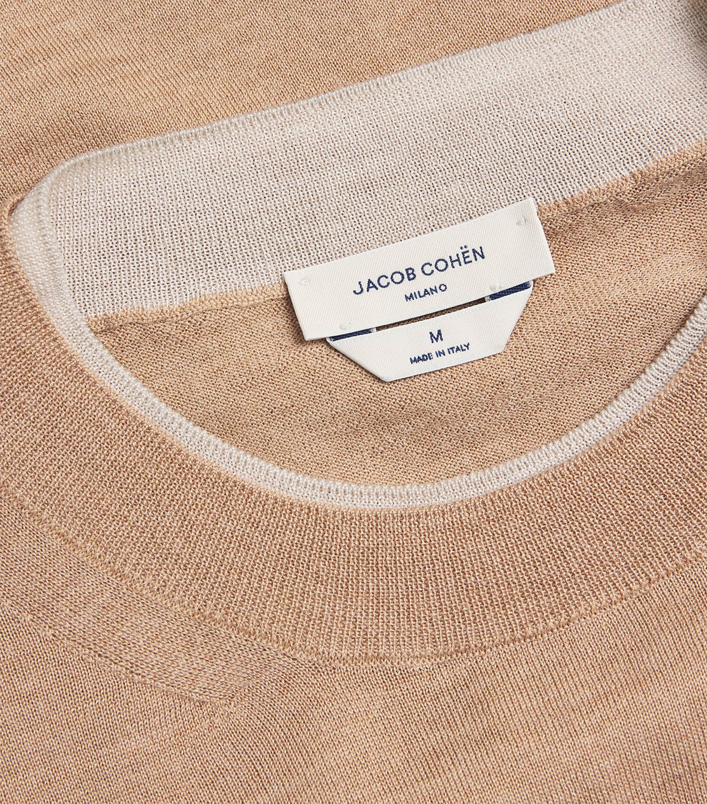 Wool-Silk Contrast-Neckline Sweater E24 ALMOND BROWN Image 5