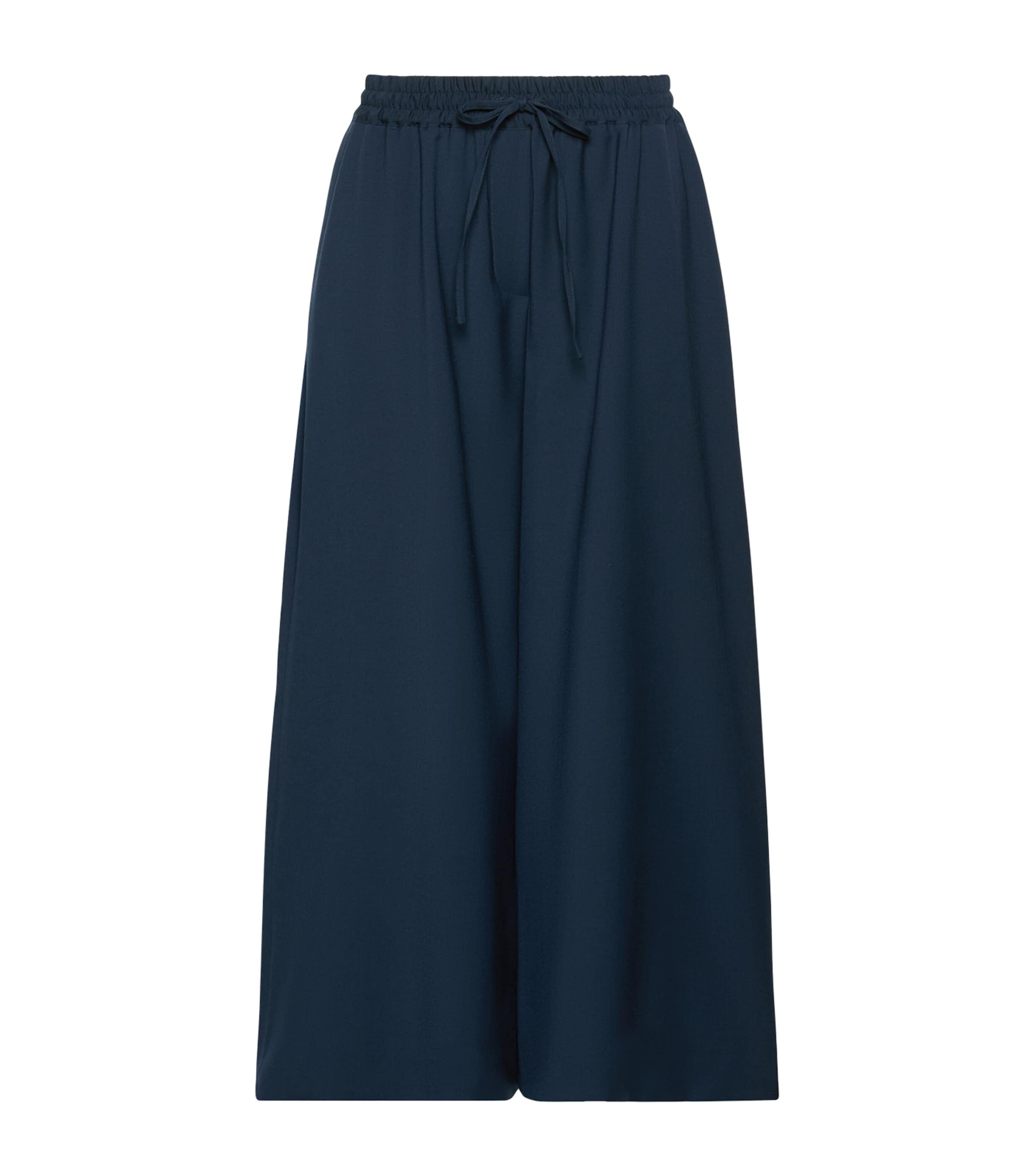 Weekend Max Mara Womens Virgin Wool Drawstring Trousers Navy Image 1