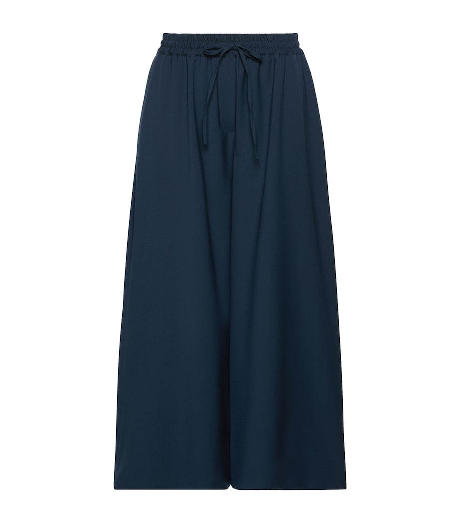 Weekend Max Mara Womens Virgin Wool Drawstring Trousers Navy Image 1