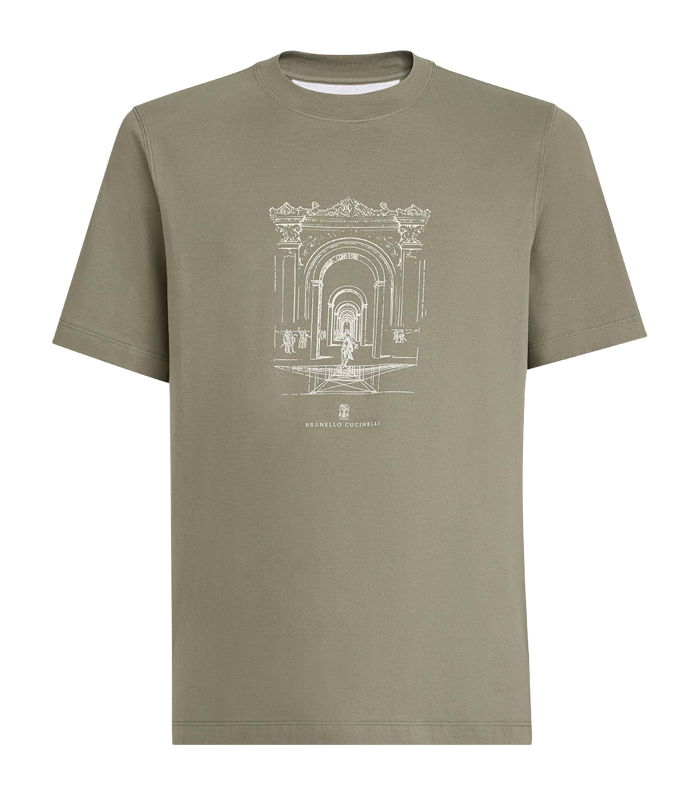 Brunello Cucinelli Mens Neoclassical Print T-Shirt Image 1