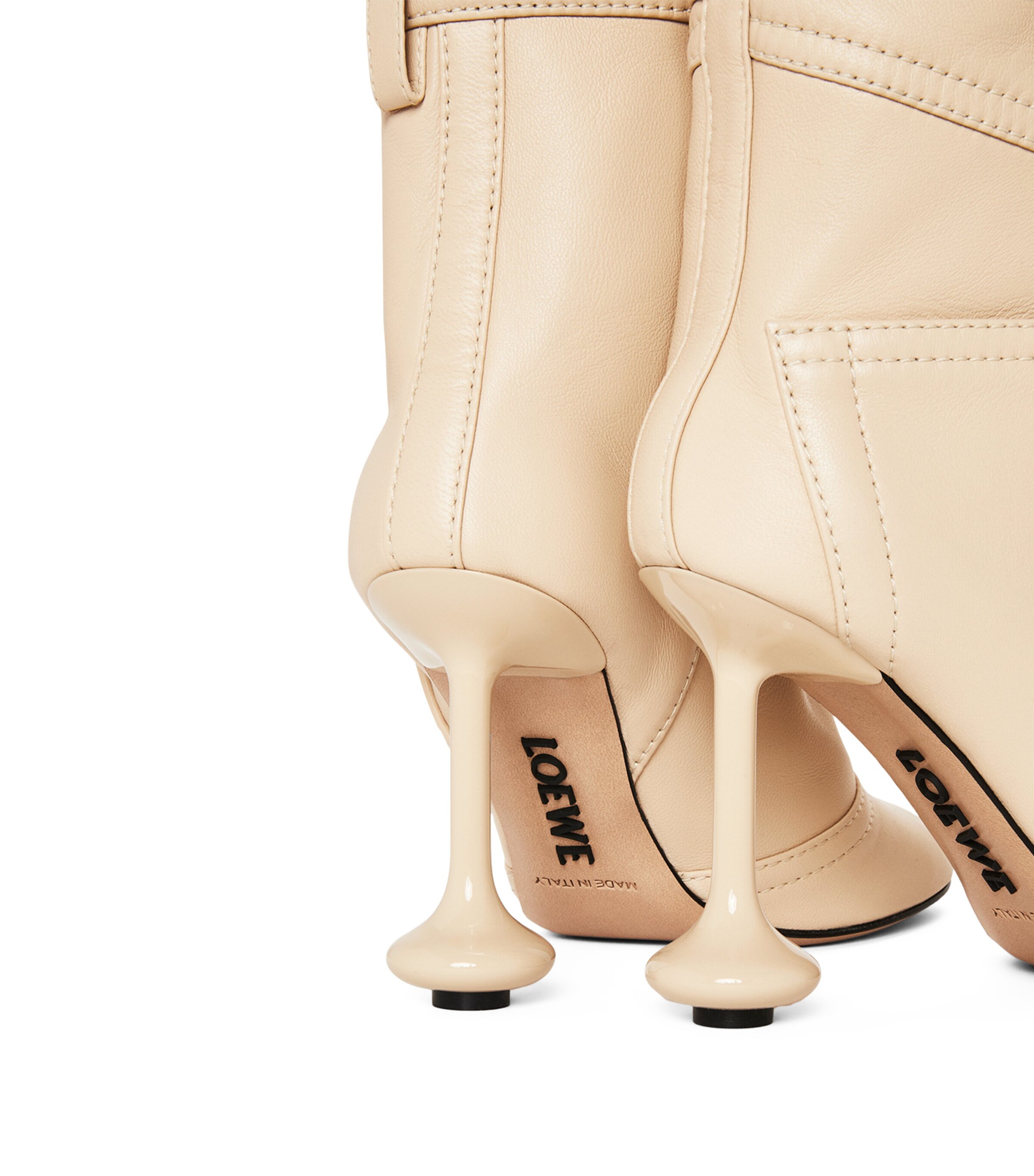 Leather Toy Ankle Boots 90 OAT MILK Image 5