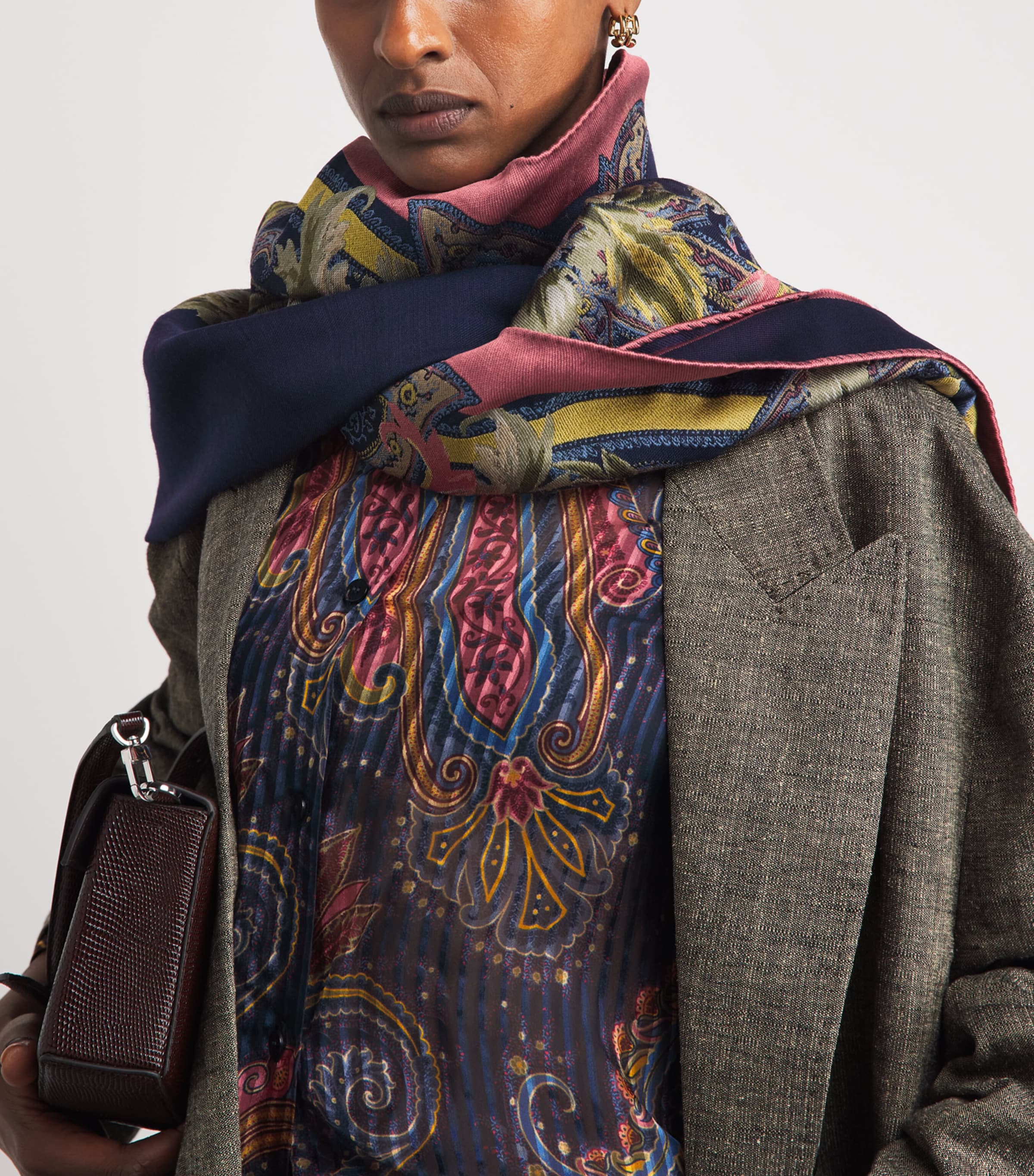 Etro Wool-Blend Paisley Boheme Scarf Print/blue Bs Image 3