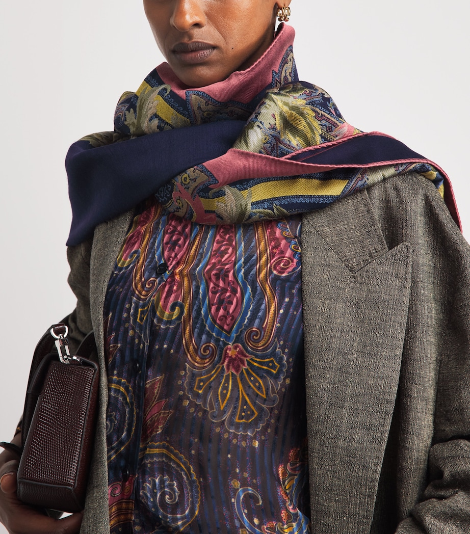 Etro Wool-Blend Paisley Boheme Scarf Print/blue Bs Image 3