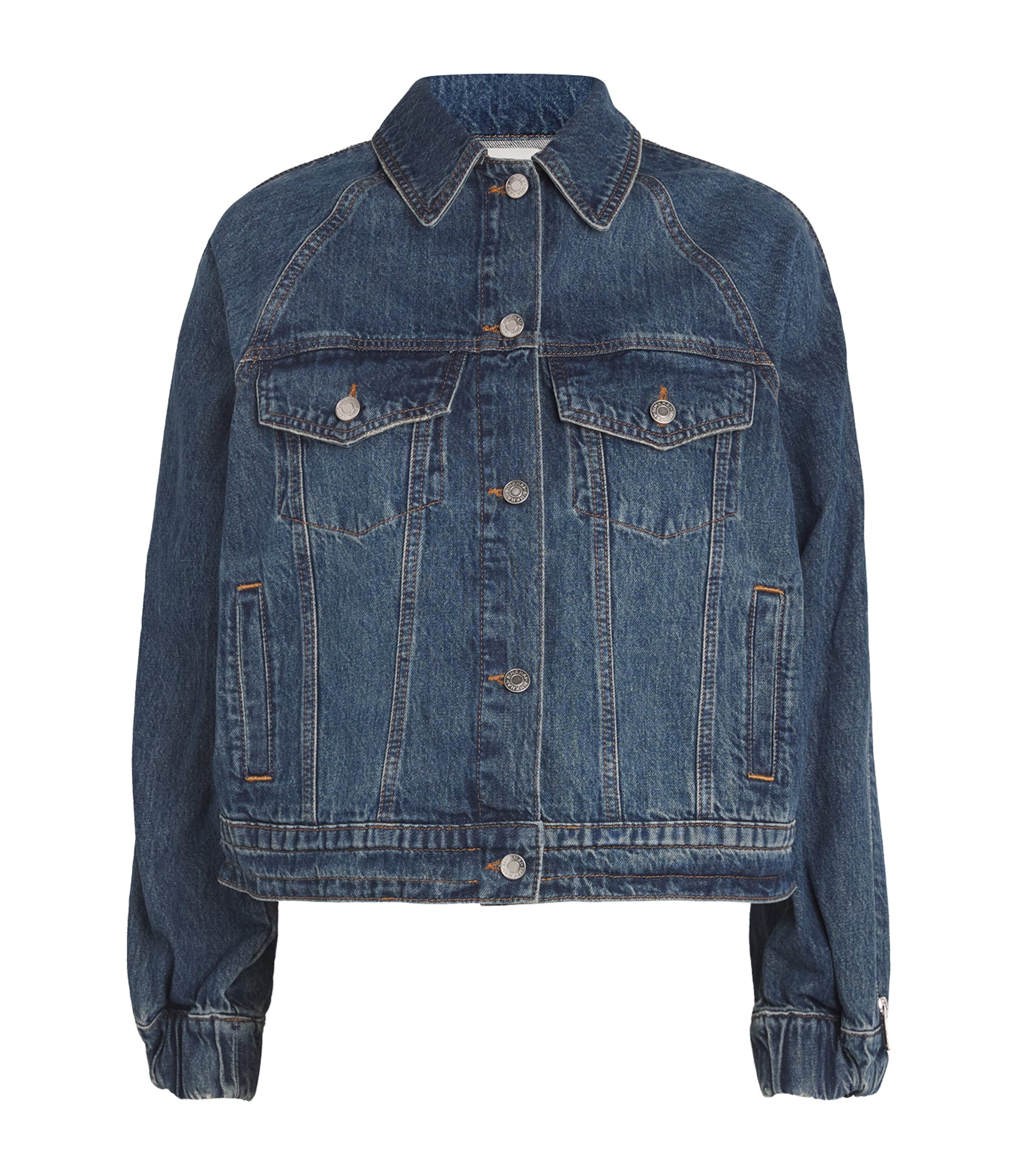 Shop Simkhai Zip-detail Amie Denim Jacket In Navy