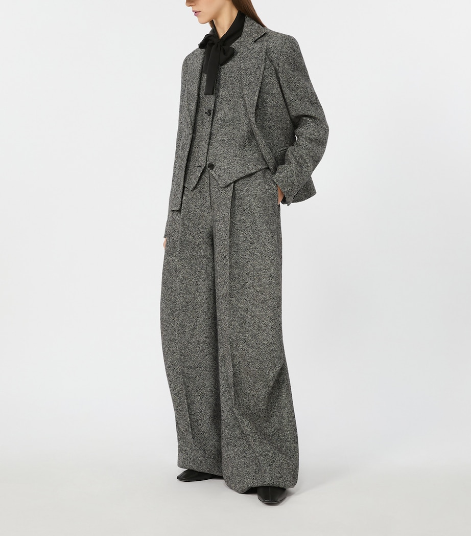 Wool-Silk Tweed Waistcoat WHITE BLACK Image 3