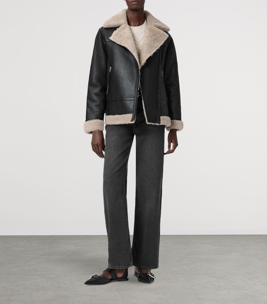 Shearling Sola Leather Jacket BLACK/NATURAL Image 2