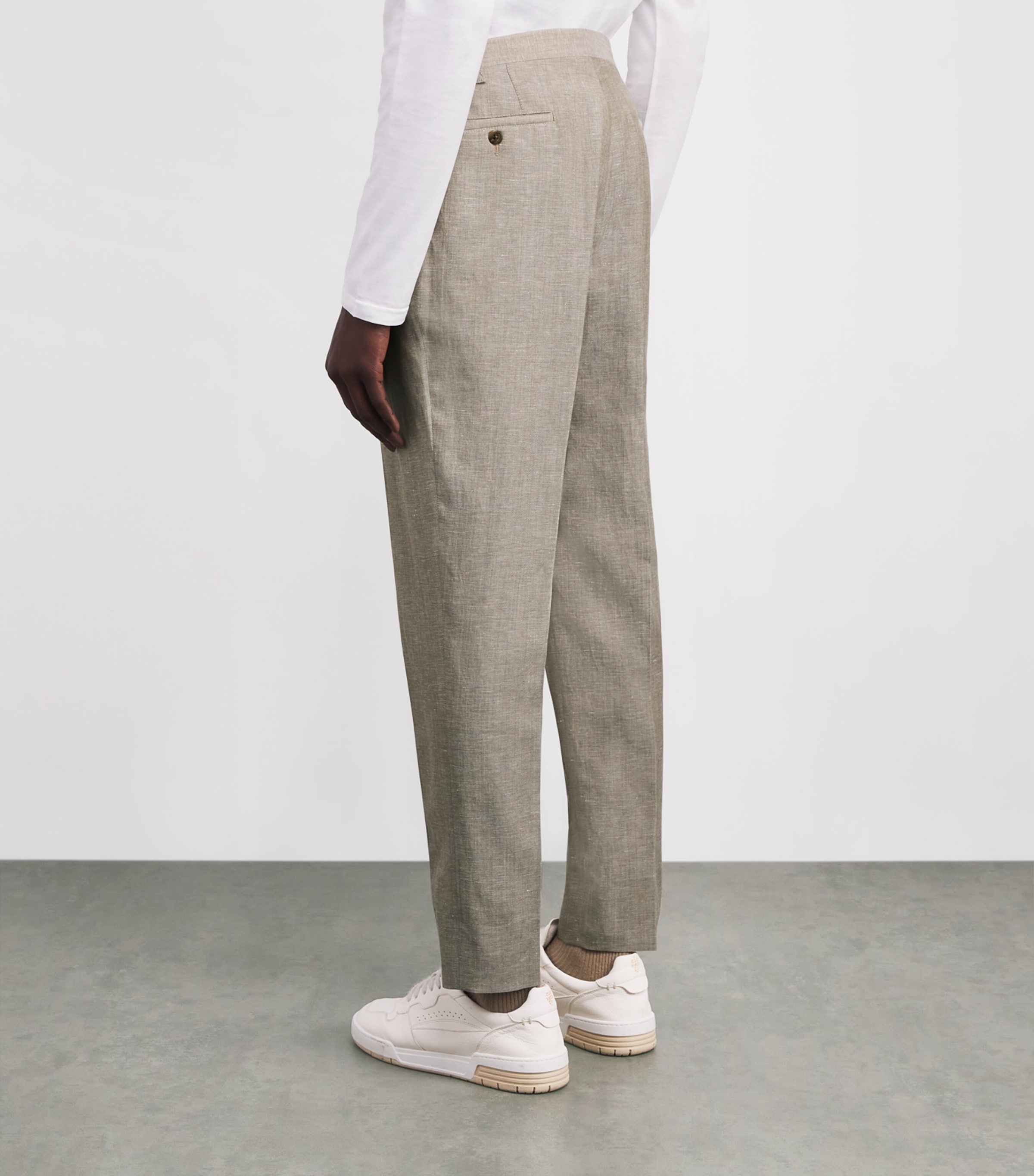 Wool-Linen Straight Trousers 036 NATURAL / BEIGE Image 4