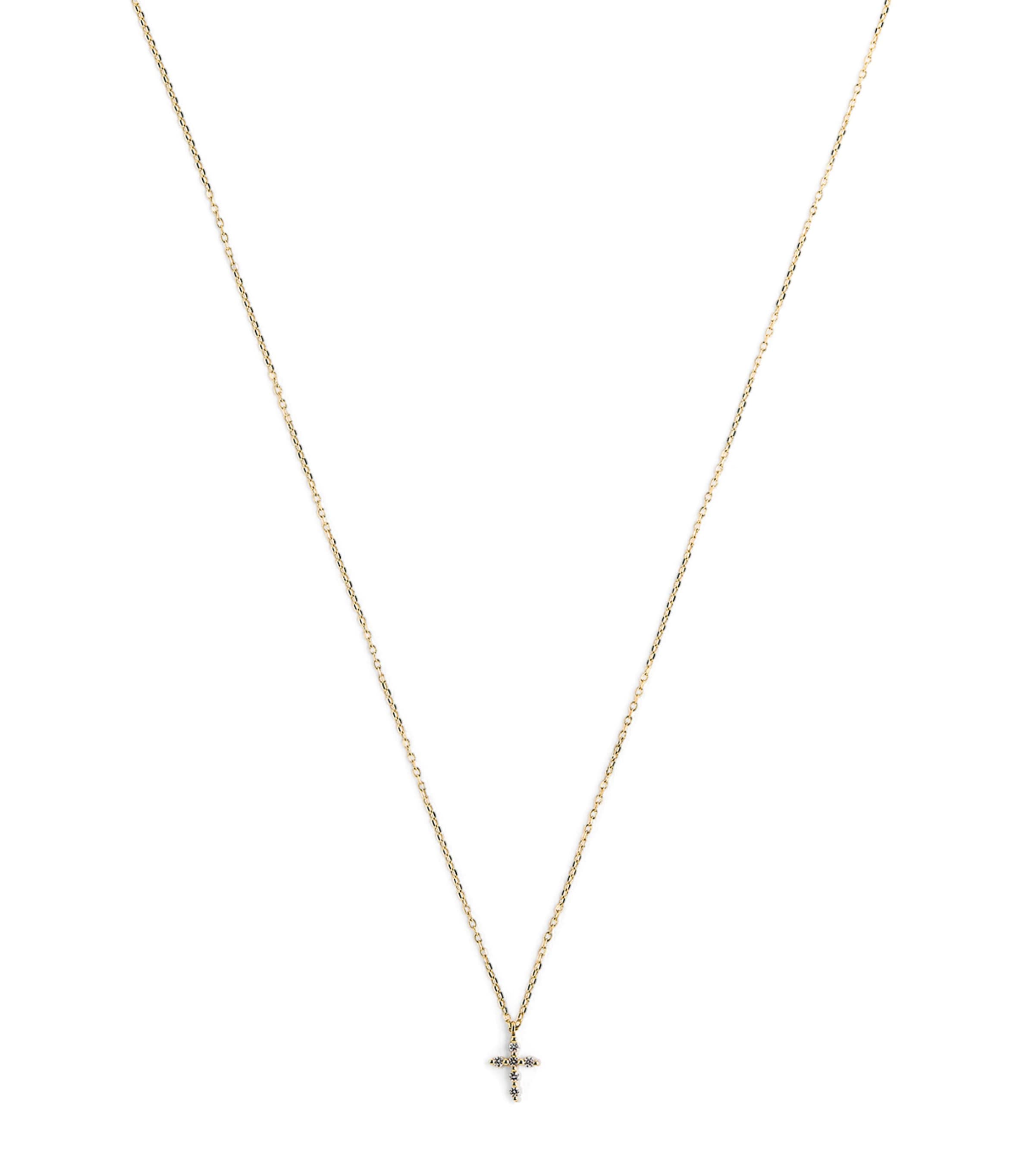 Yellow Gold and Diamond Symbols Cross Necklace  YELLOW GOLD Image 1
