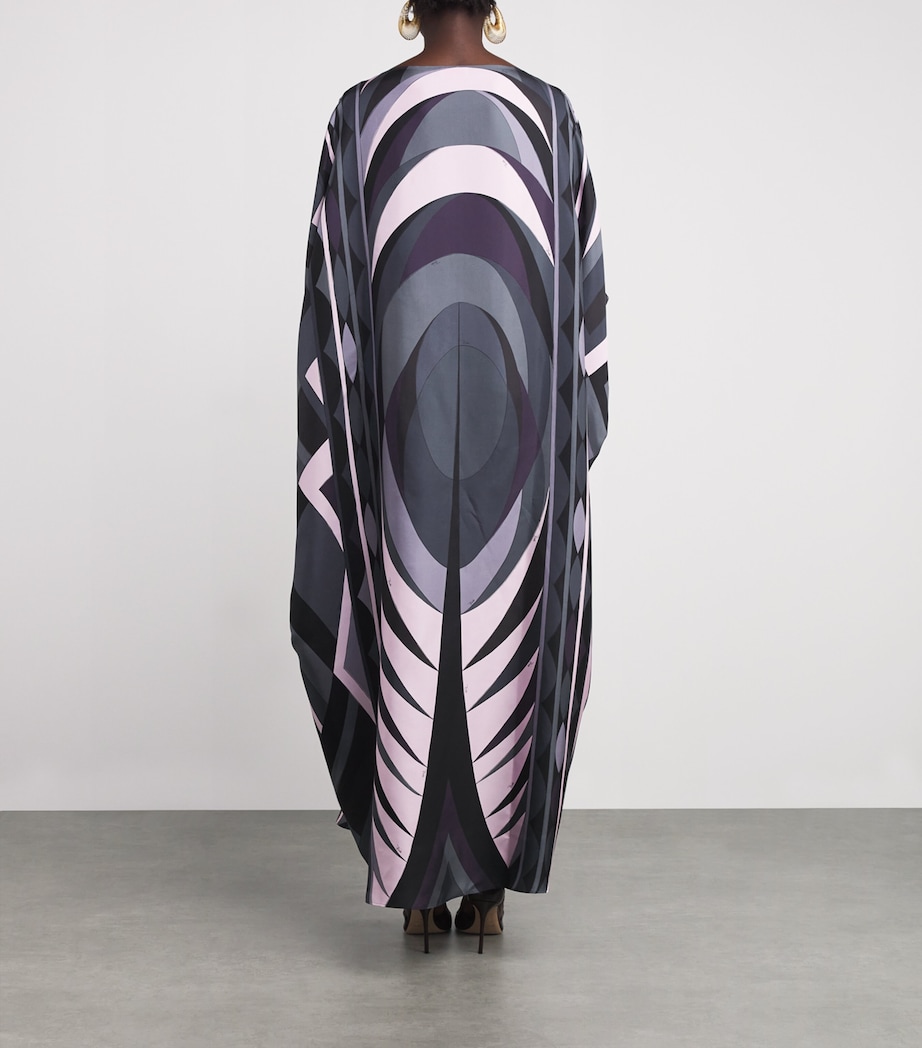 Silk Kaftan Maxi Dress 036/BLACK PINK Image 3