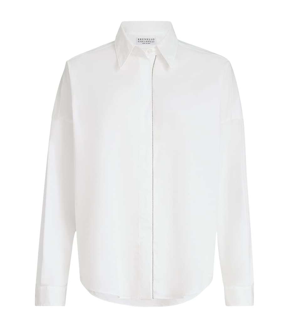 Brunello Cucinelli Womens Stretch-Cotton Poplin Monili Shirt Image 1