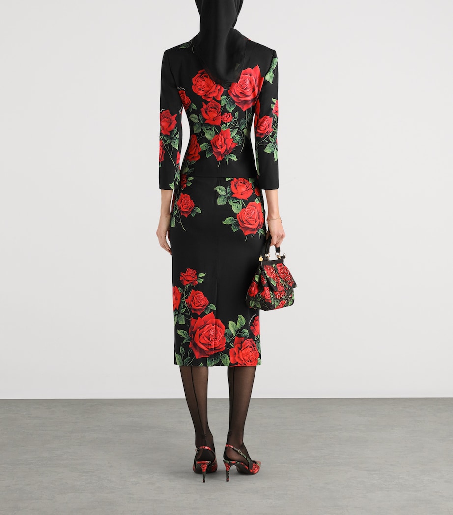 Dolce&Gabbana Womens Silk-Blend Floral Midi Skirt Rose Rosse F Image 3