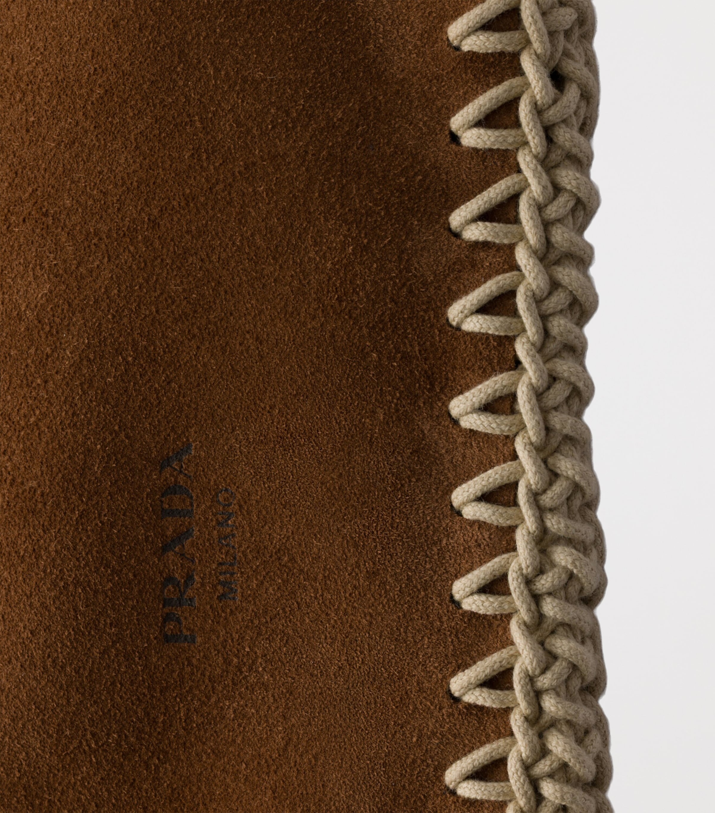 Prada Suede Drawstring Wish Pouch Brown Image 5