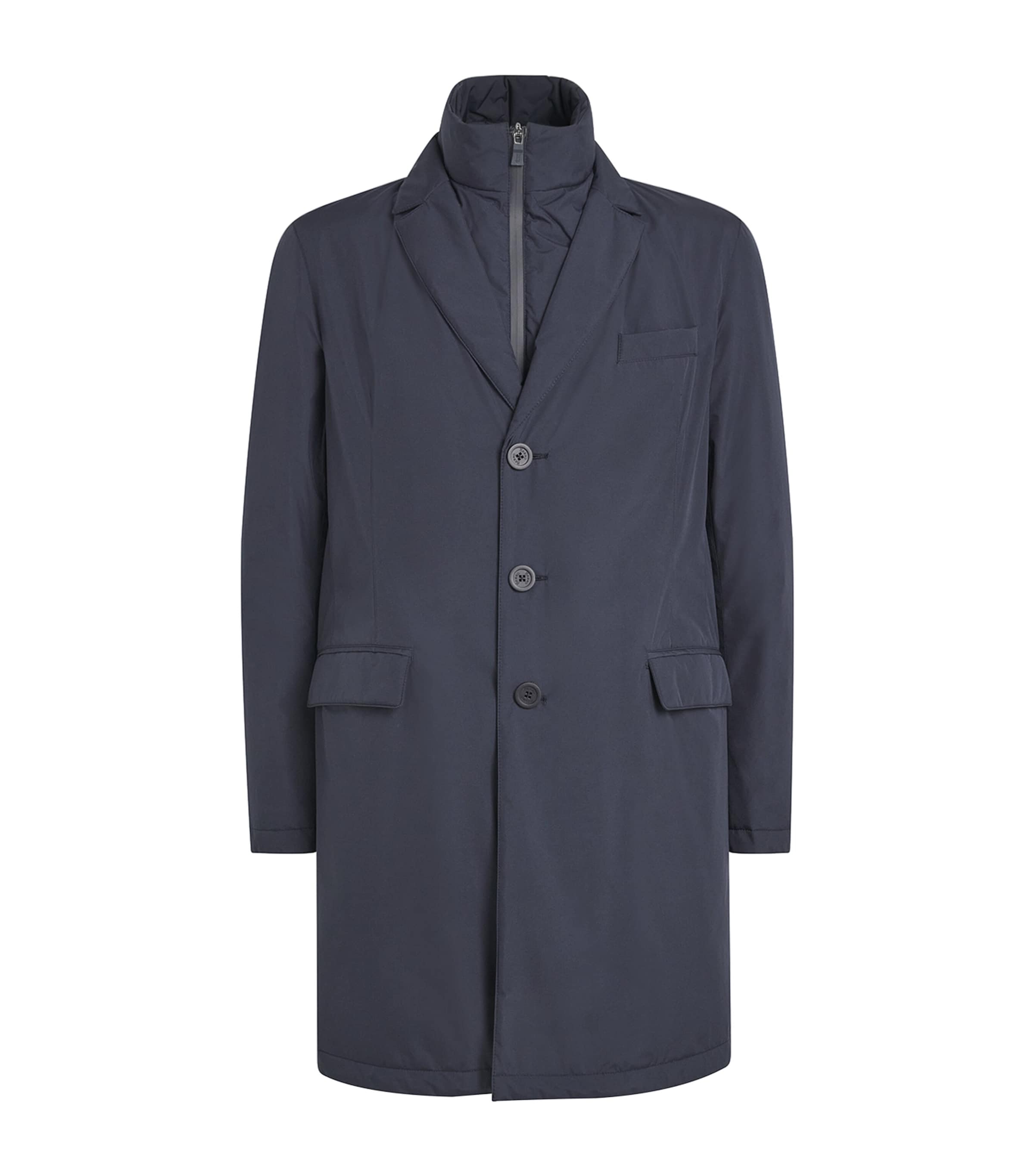 Herno Mens Waterproof 2-Layer Overcoat Blu Navy Image 1