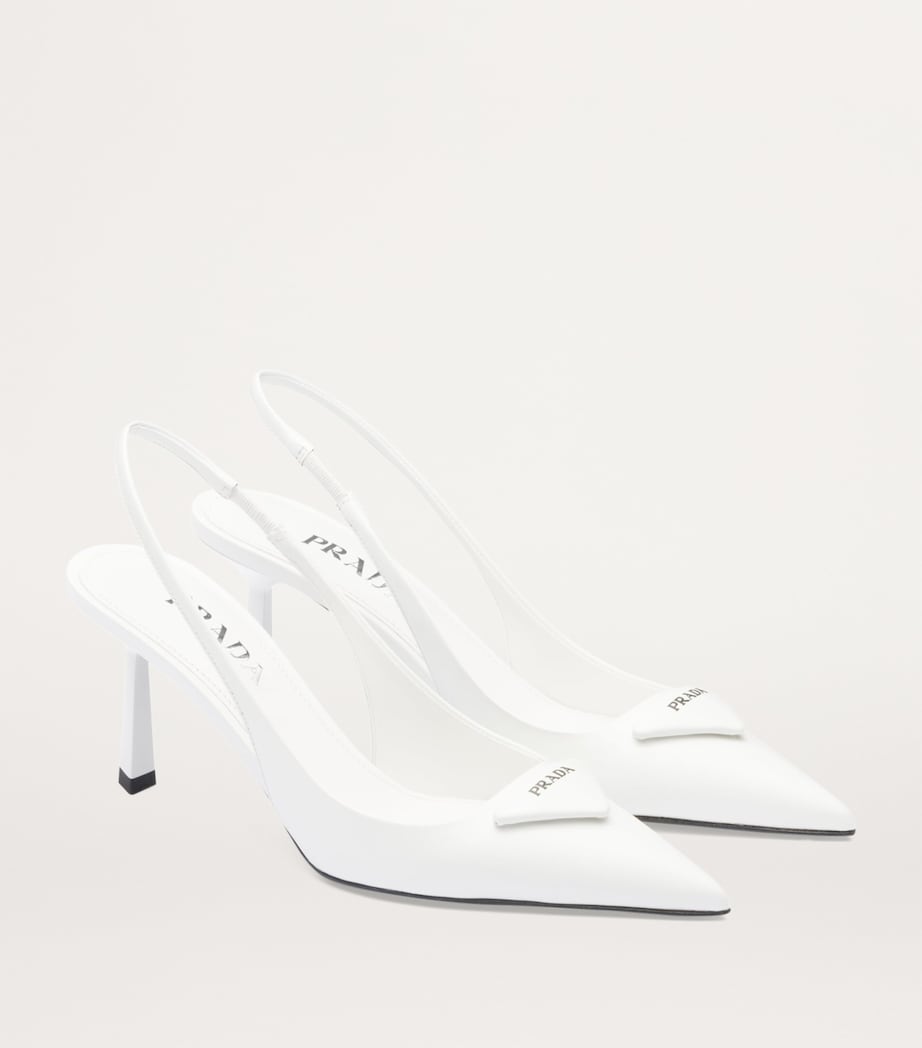 Brushed Leather Slingback Pumps 75 F0009 Image 3