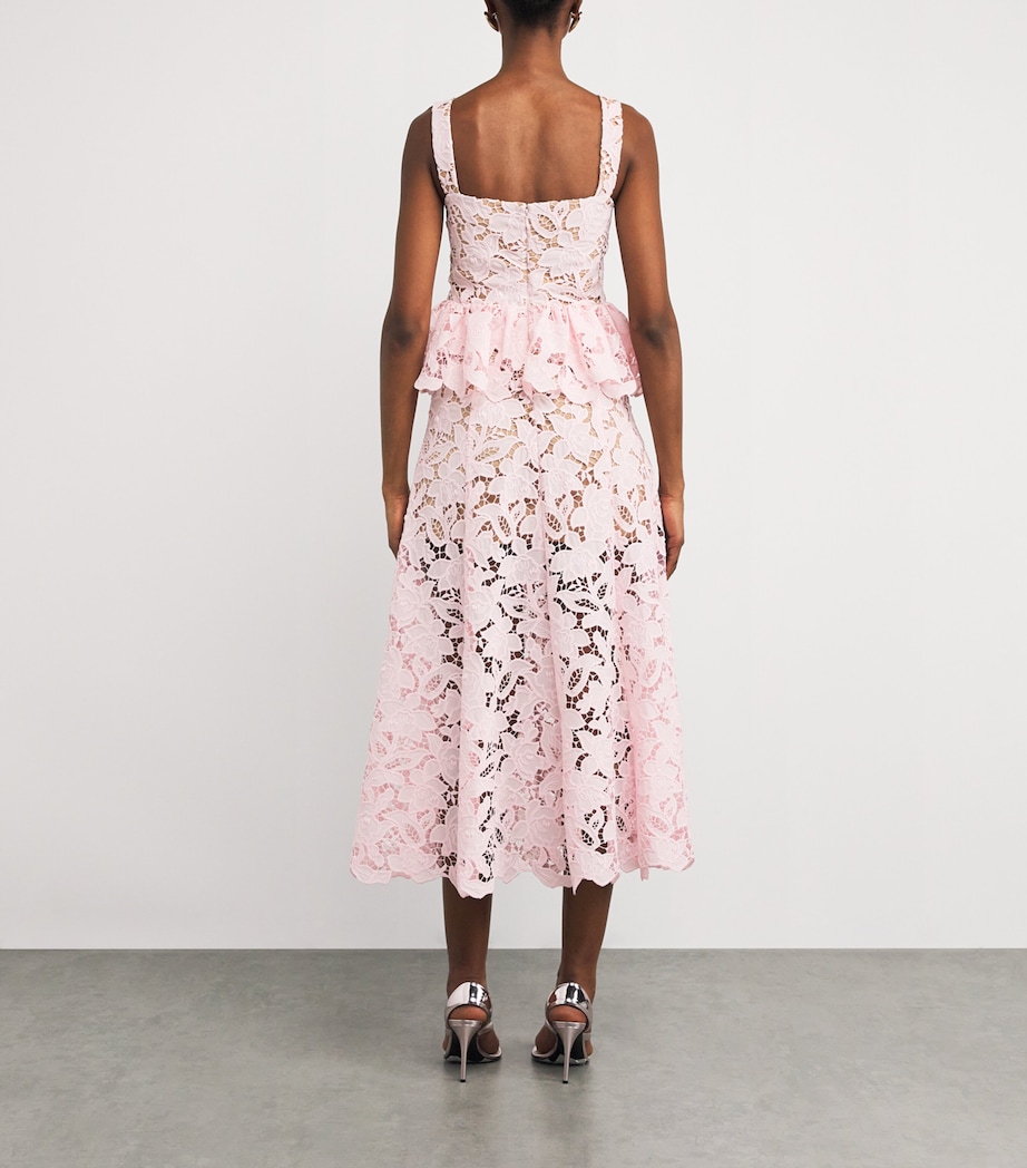 Lace Peplum Midi Dress PINK Image 3