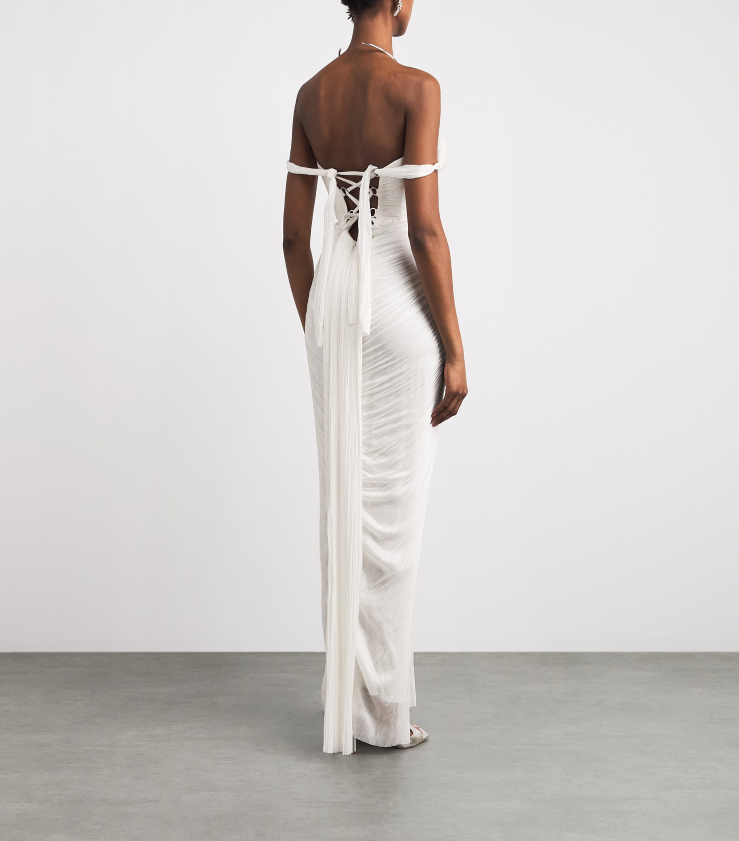 Maria Lucia Hohan Womens Silk Pleated Susie Maxi Dress White Image 4