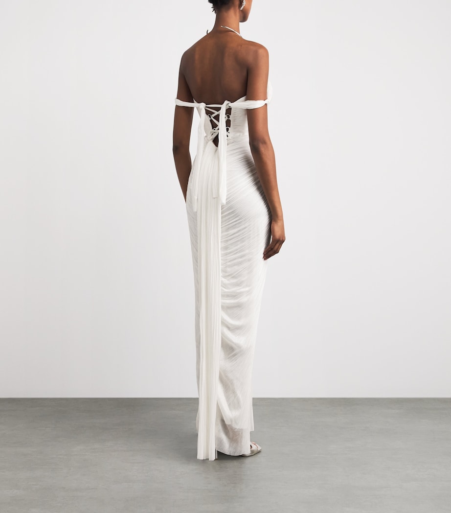 Maria Lucia Hohan Womens Silk Pleated Susie Maxi Dress White Image 4