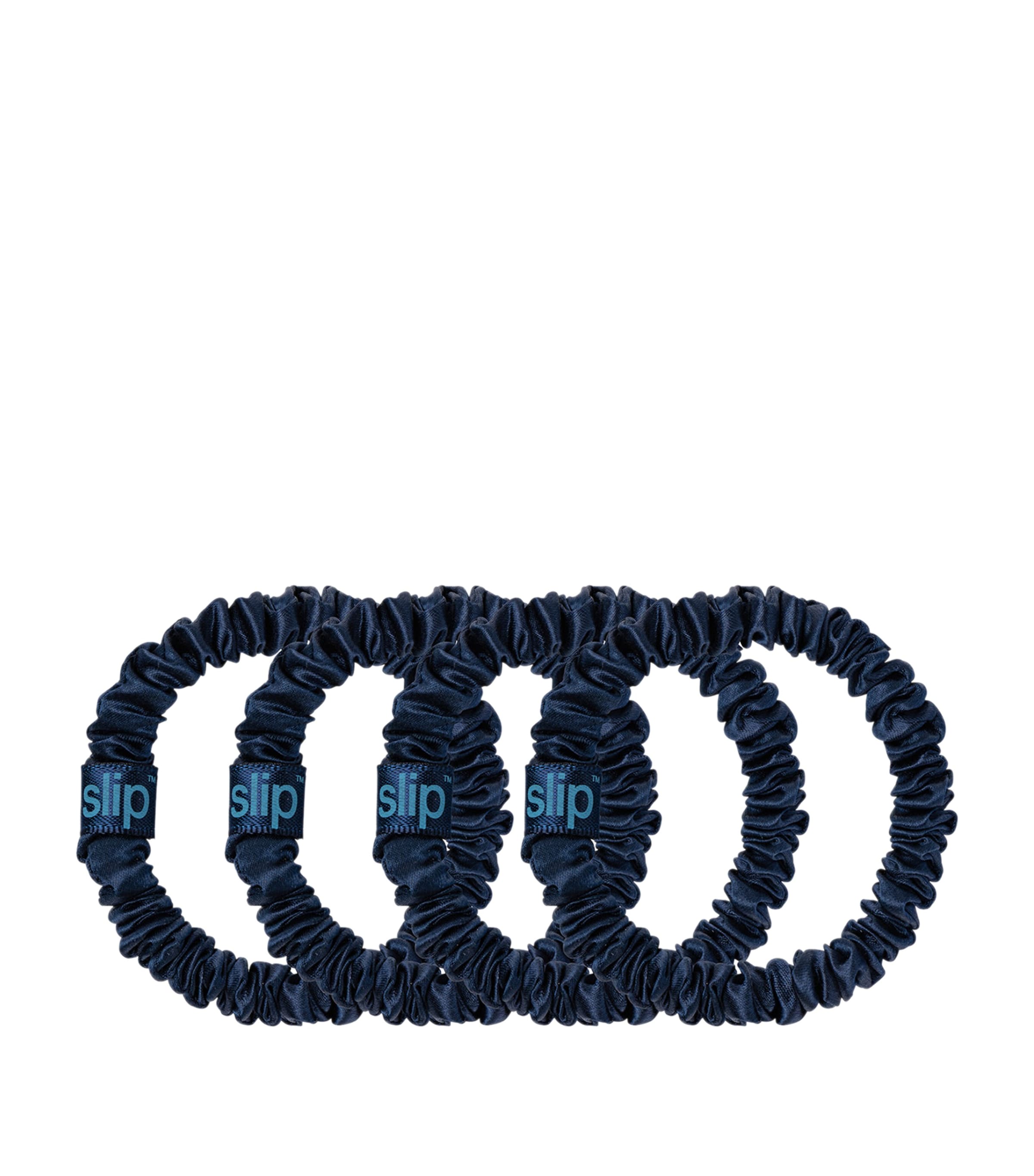 Slip Pure Silk Skinny Scrunchies (Set of 4) Navy Image 2