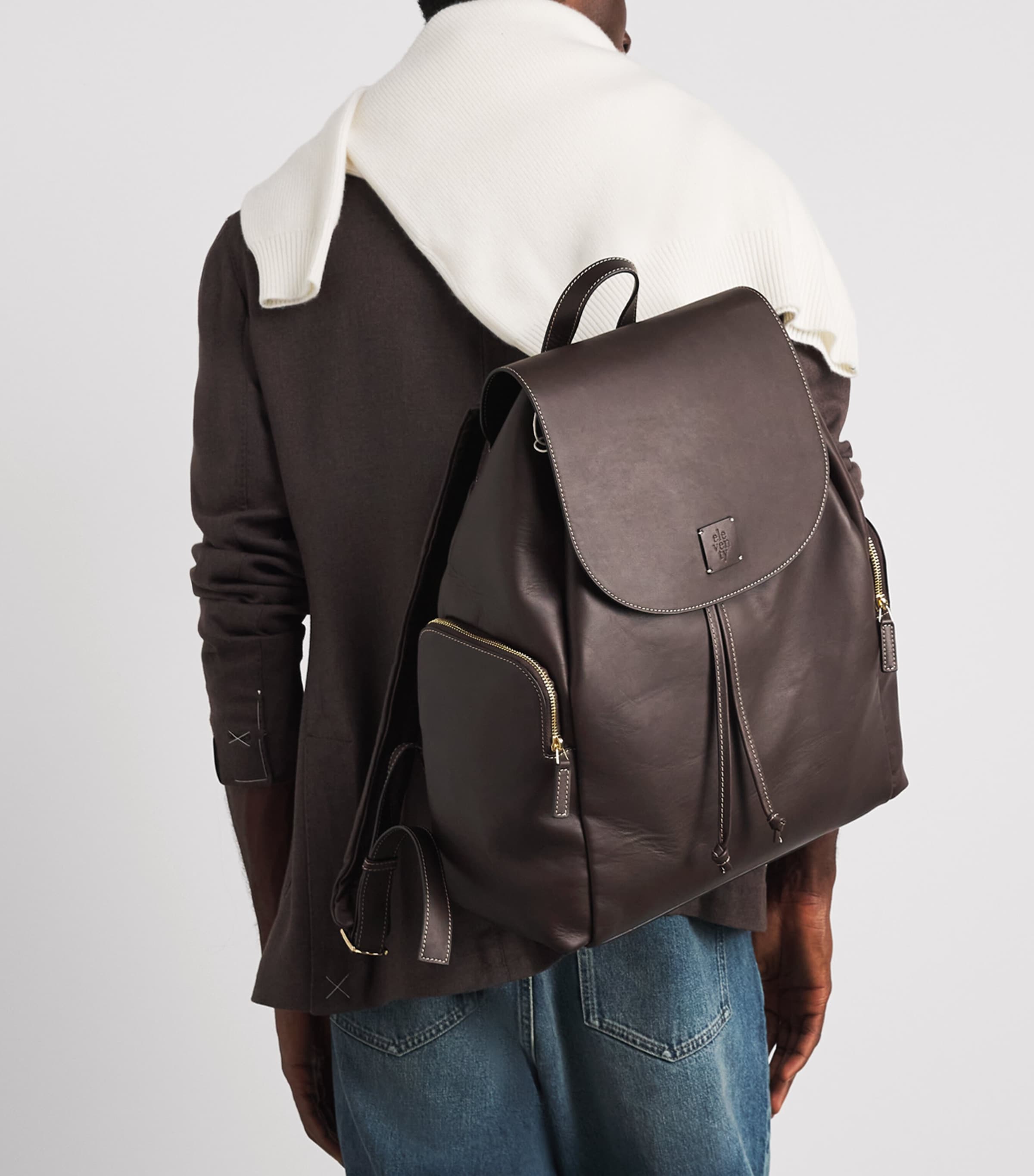 Eleventy Leather Backpack Cacao Image 2