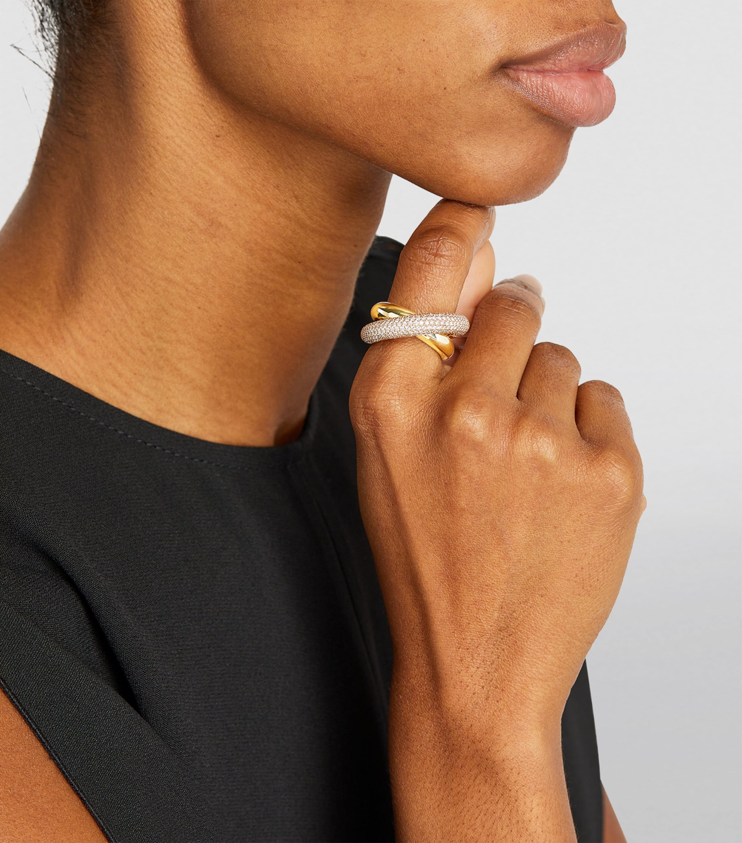 Yellow Gold and Diamond Loop Ring (Size 56) YELLOW GOLD Image 6