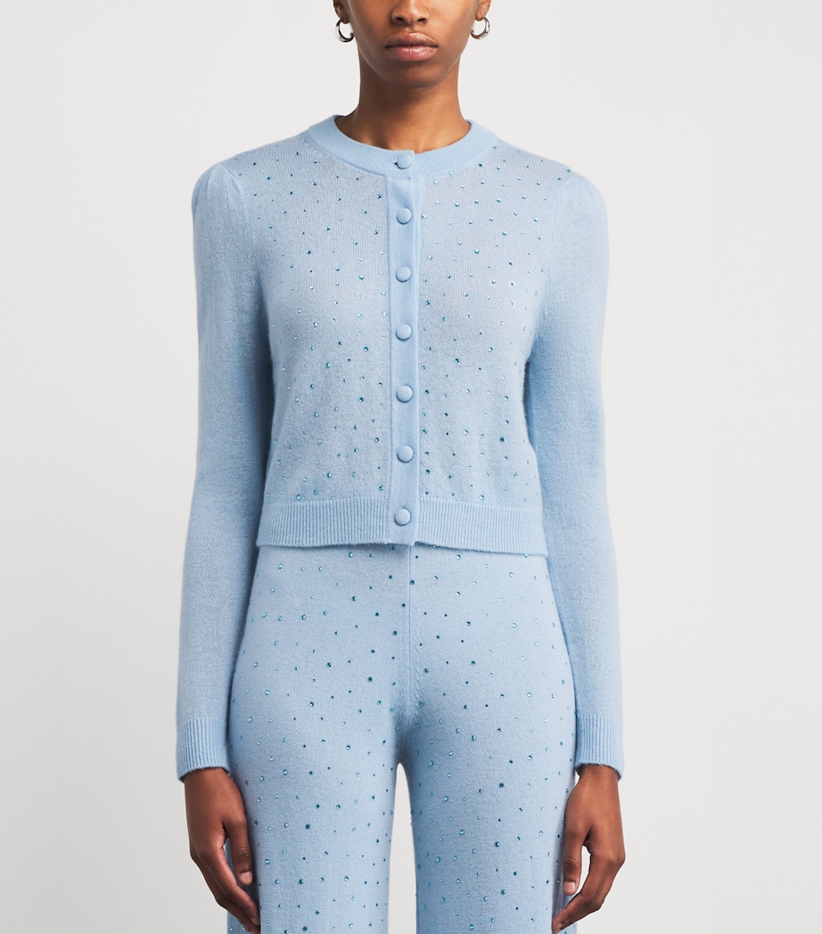 Allude Womens Wool-Cashmere Crystal-Embellished Cardigan Blue Image 3