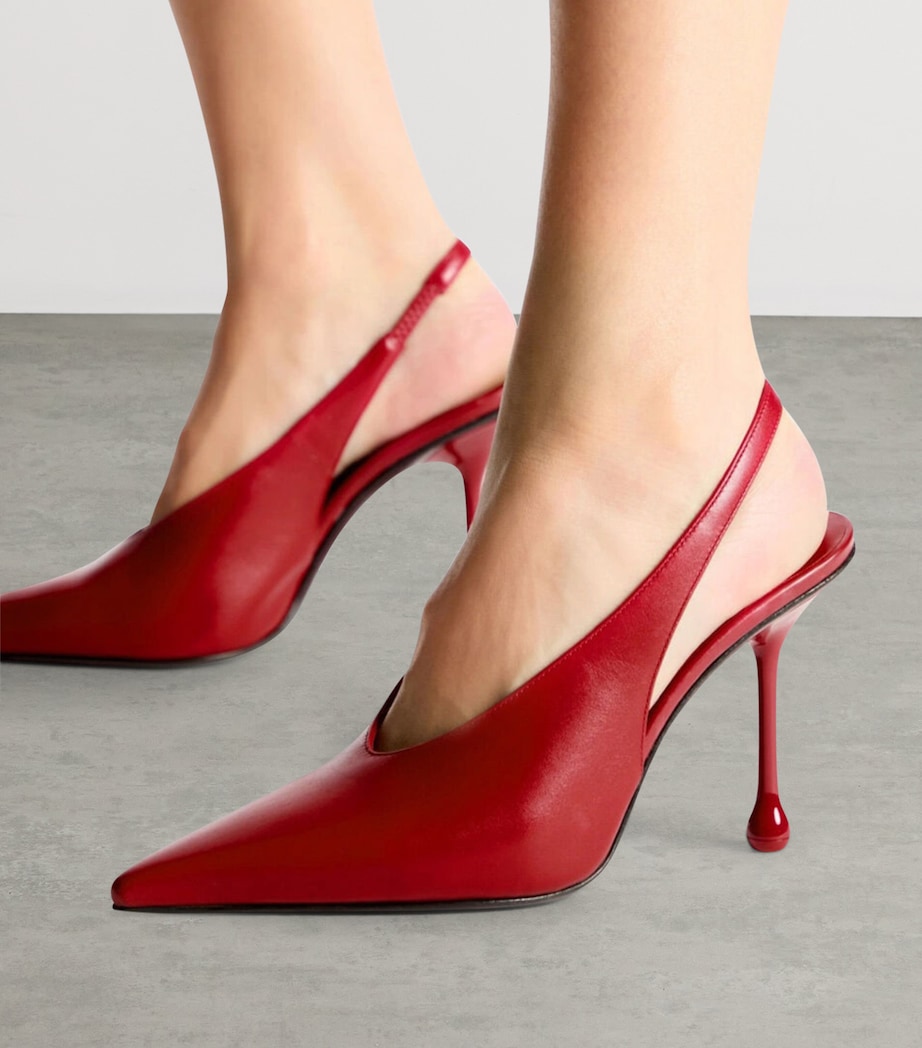 Jimmy Choo Isa 95 Leather Slingback Pumps Ruby Red Image 2