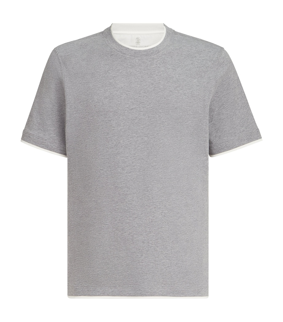 Brunello Cucinelli Mens Cotton Faux-Layered T-Shirt Image 1