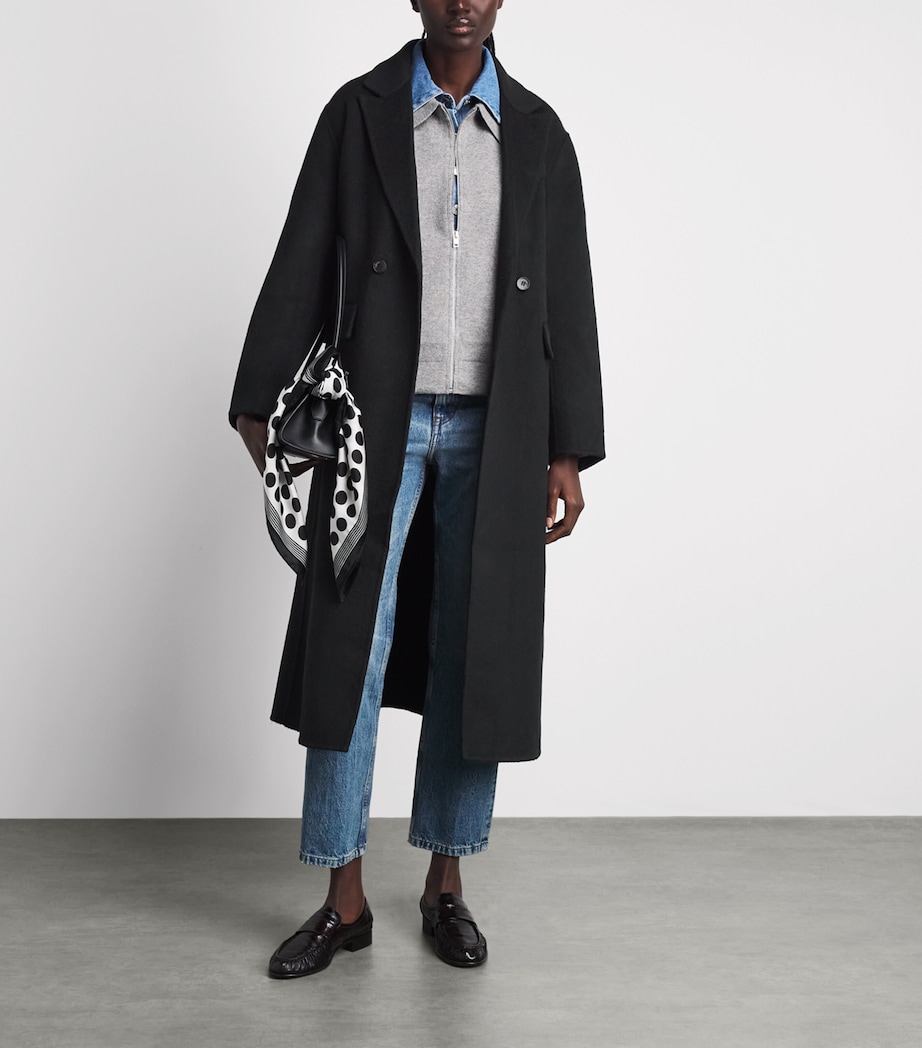 Sandro Paris Womens Wool Longline Coat Black Image 2