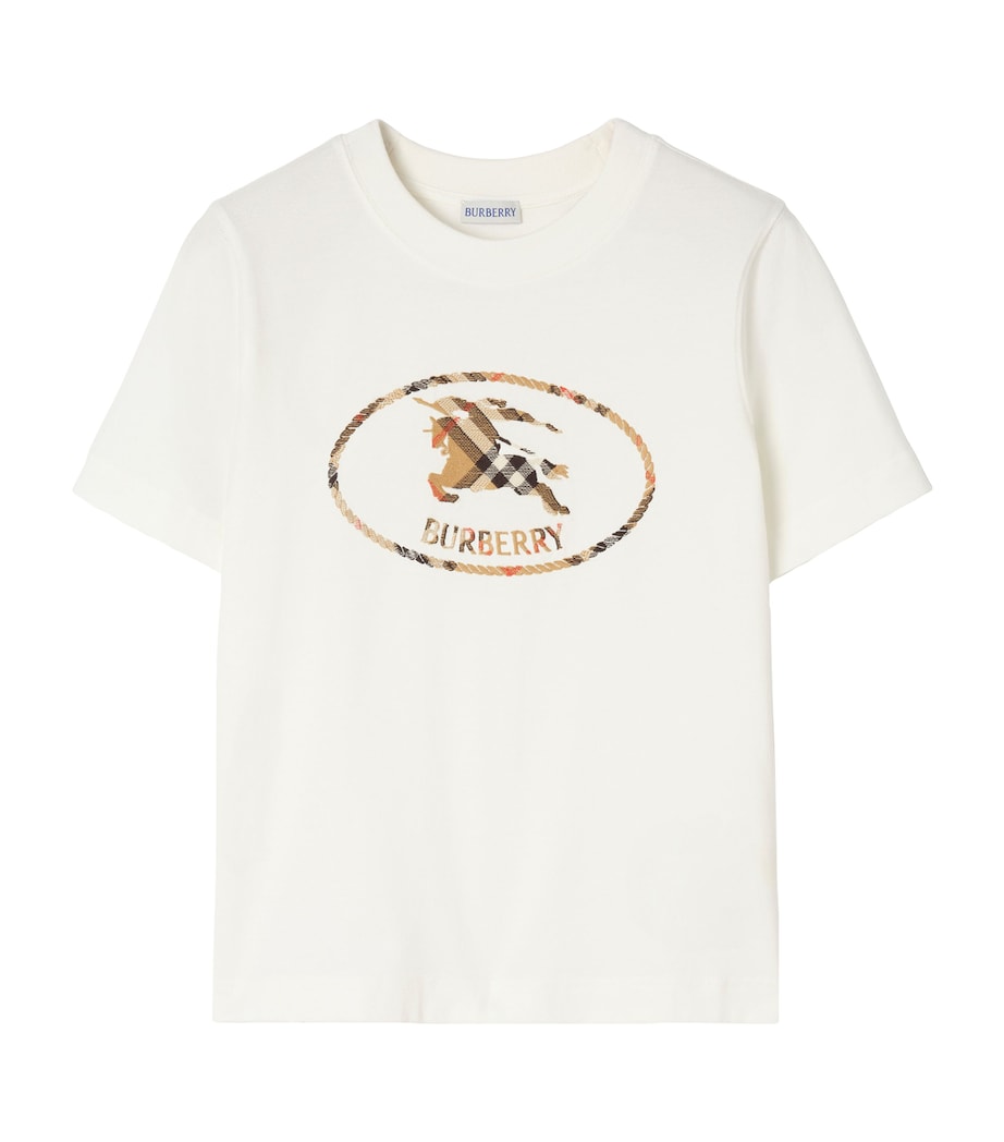 Burberry Womens Cotton Check EKD T-Shirt Chalk Image 1