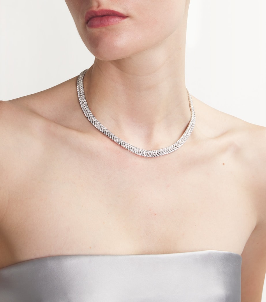 White Gold and Diamond Zipper Choker WHITE GOLD Image 2