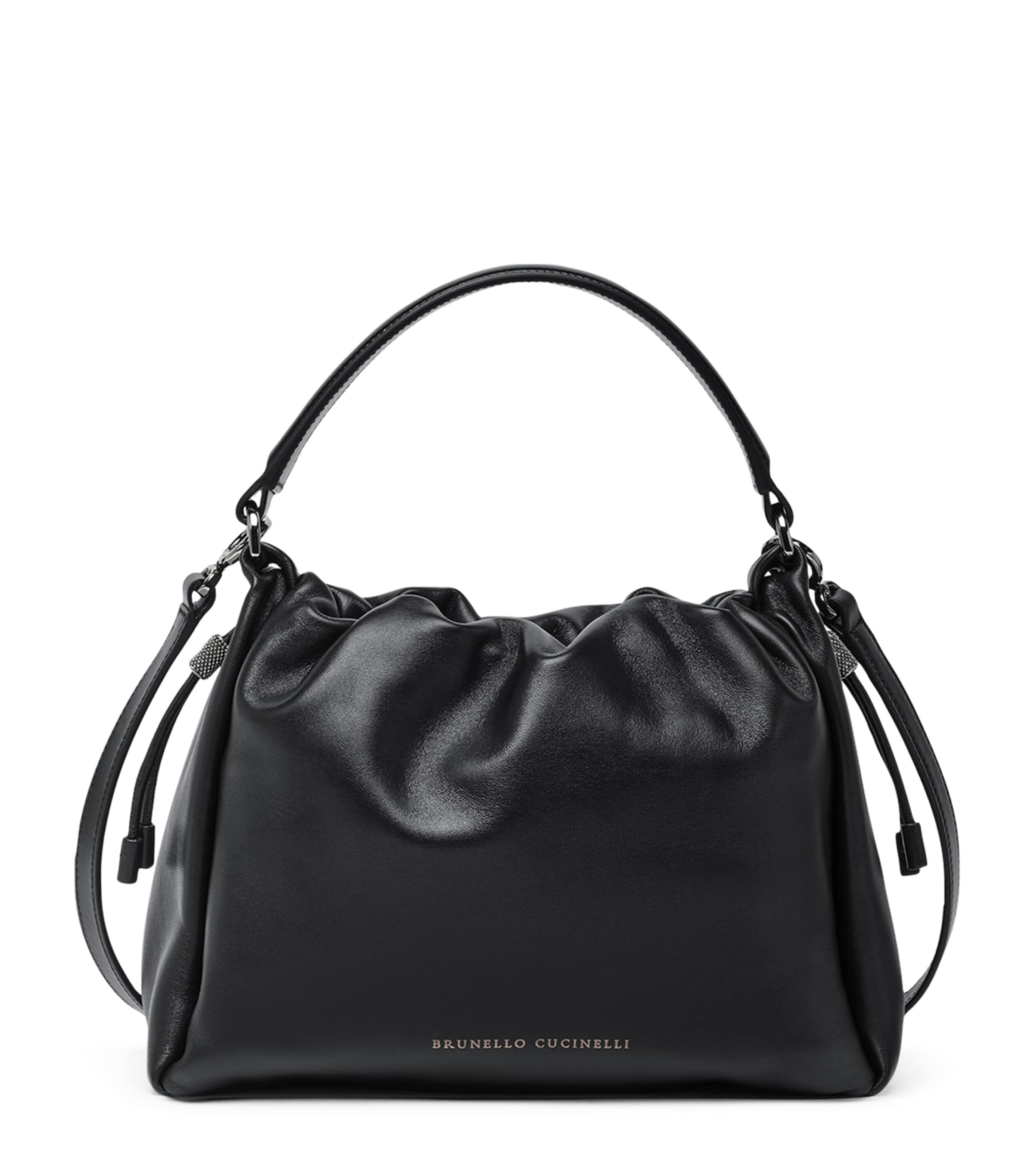 Brunello Cucinelli Small Quilted Leather Bucket Bag In Black