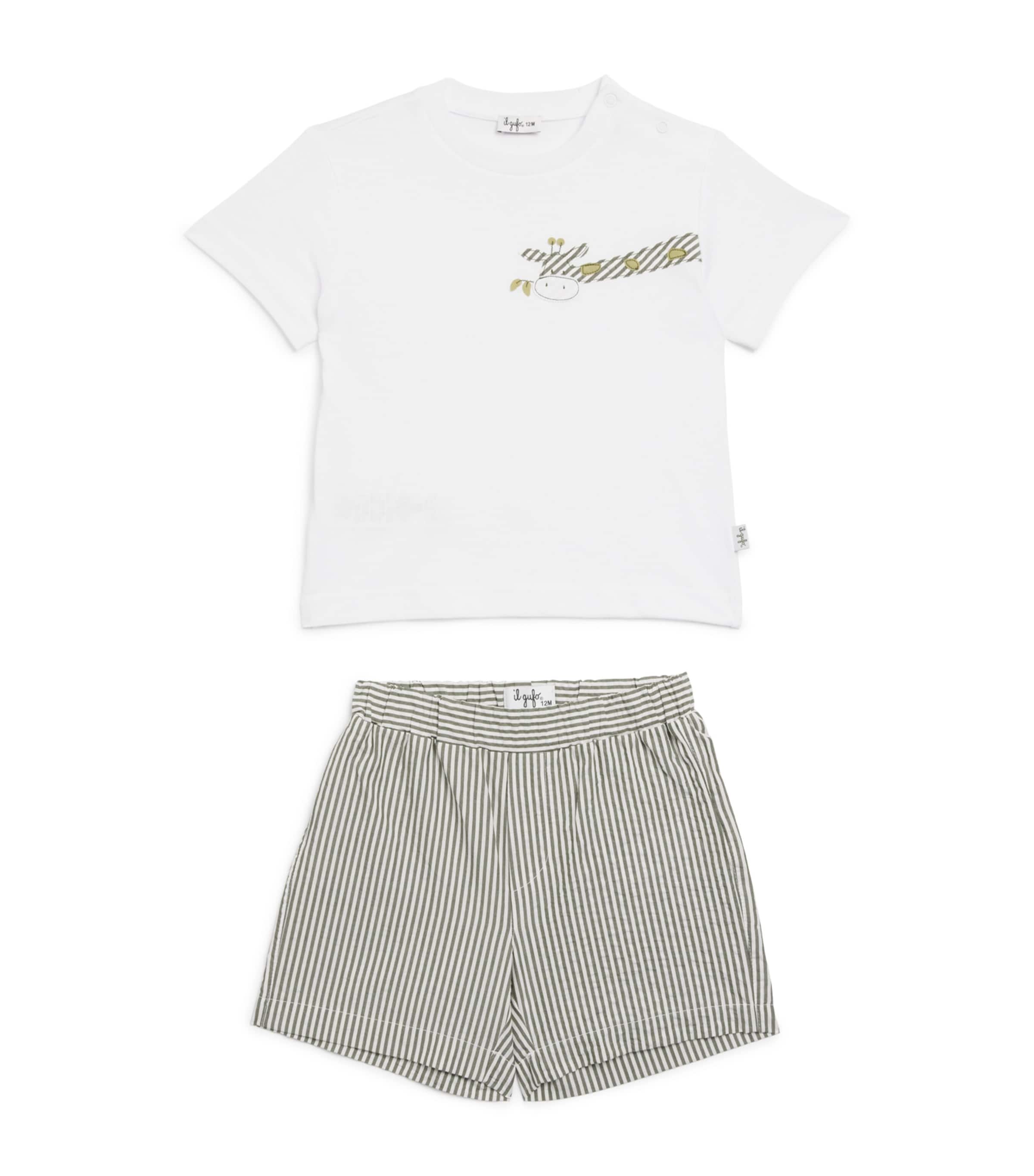 Il Gufo Cotton T-Shirt and Shorts Set (2-3 Years) Green Image 1