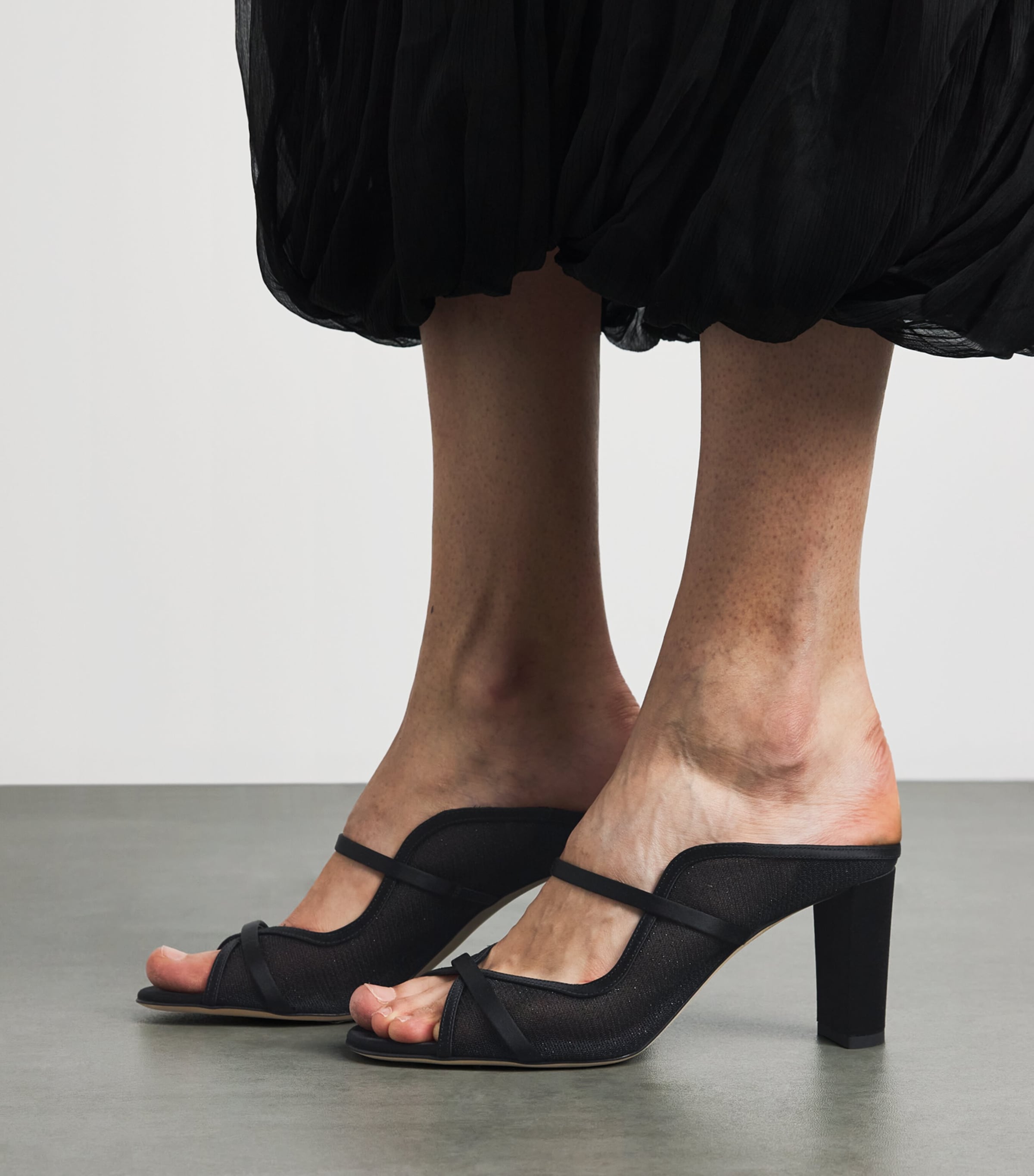 Malone Souliers Mesh Norah Heeled Sandals 70 Black Image 2
