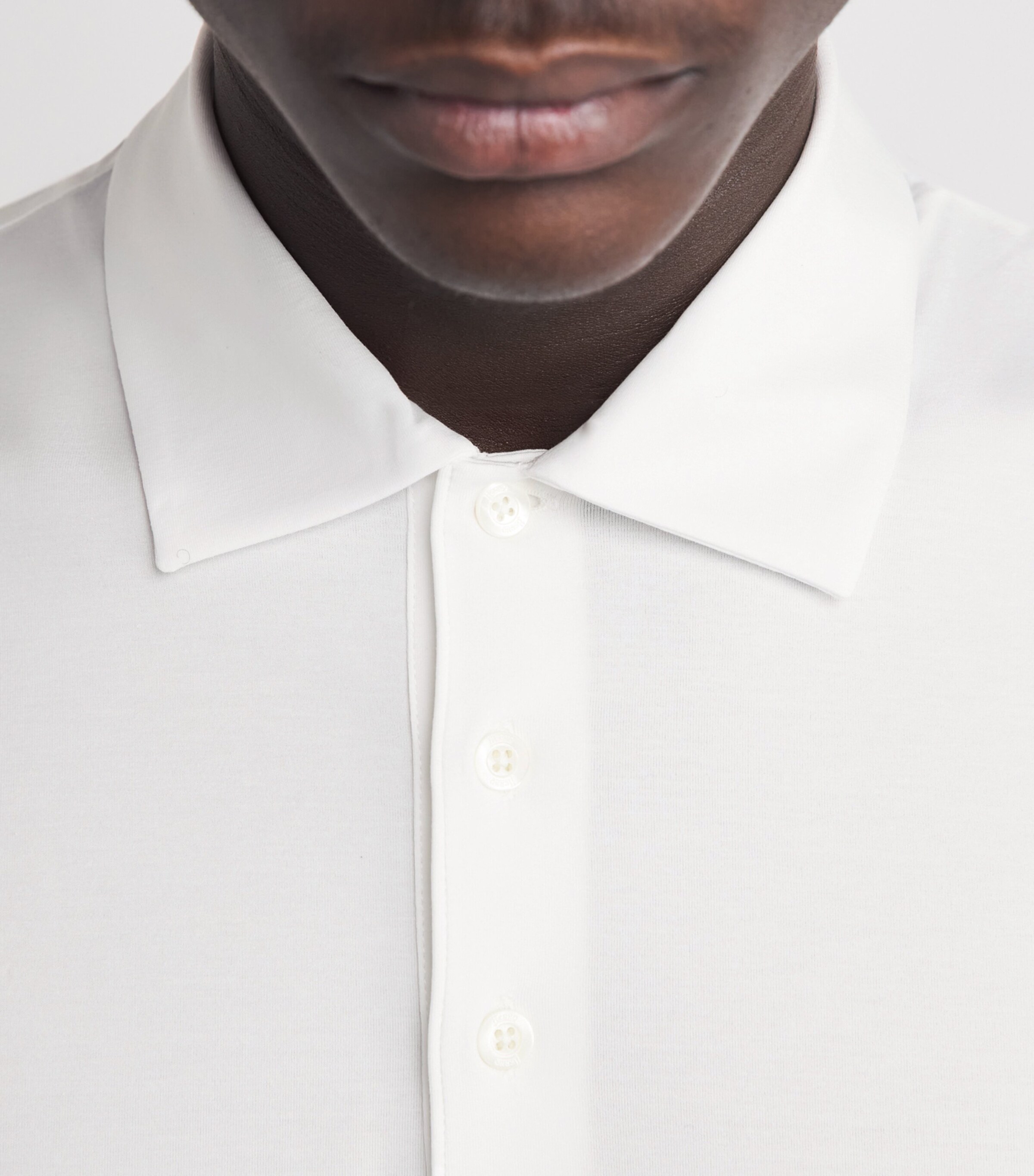Herno Mens Stretch-Cotton Polo Shirt White Image 3