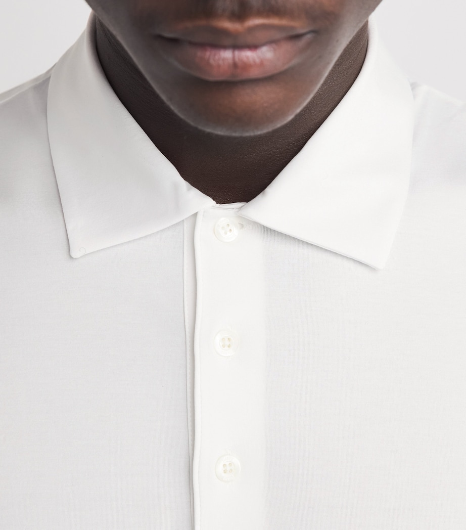 Herno Mens Stretch-Cotton Polo Shirt White Image 3