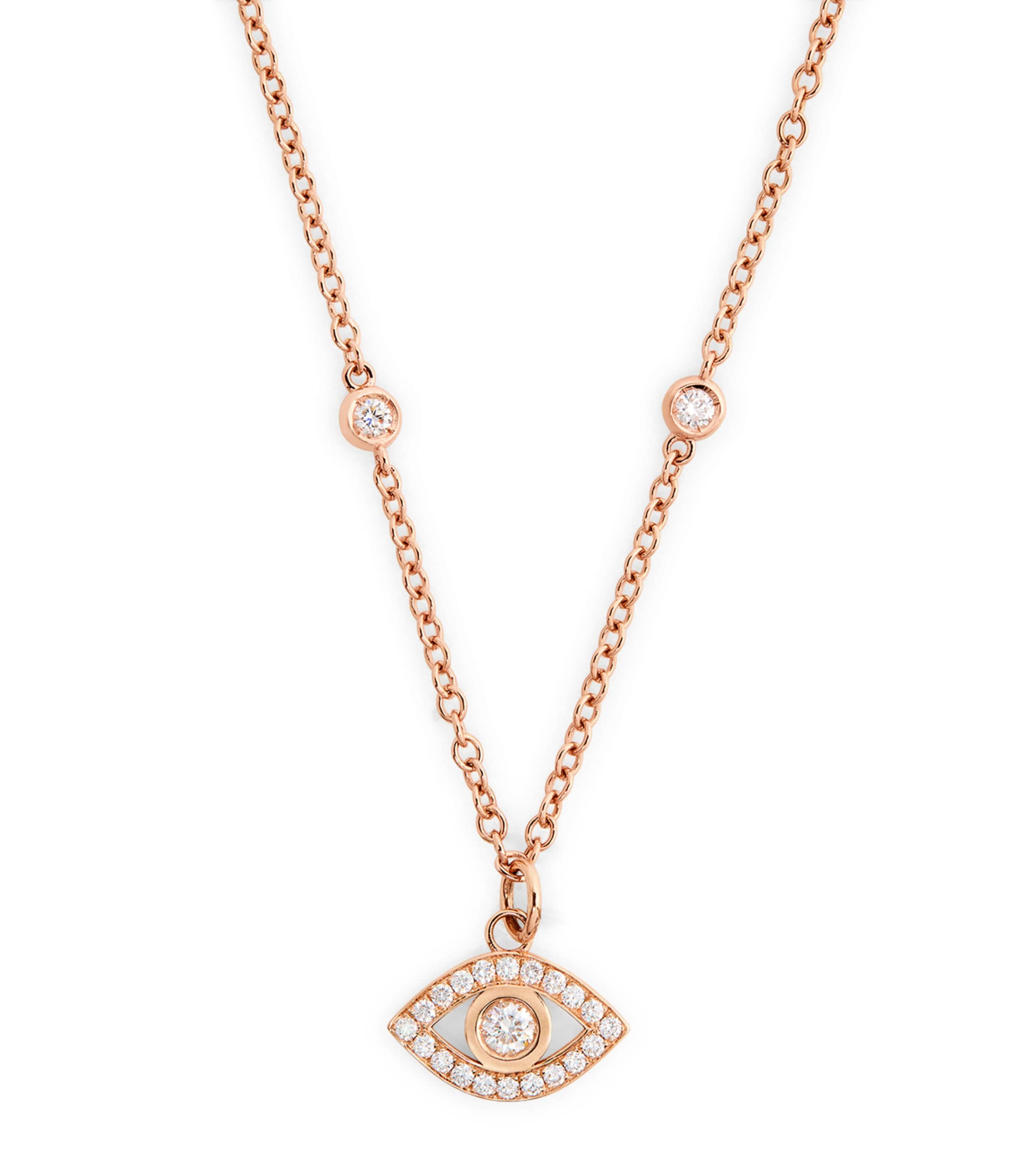 Shop Netali Nissim Rose Gold And Diamond Charmed Eye Necklace