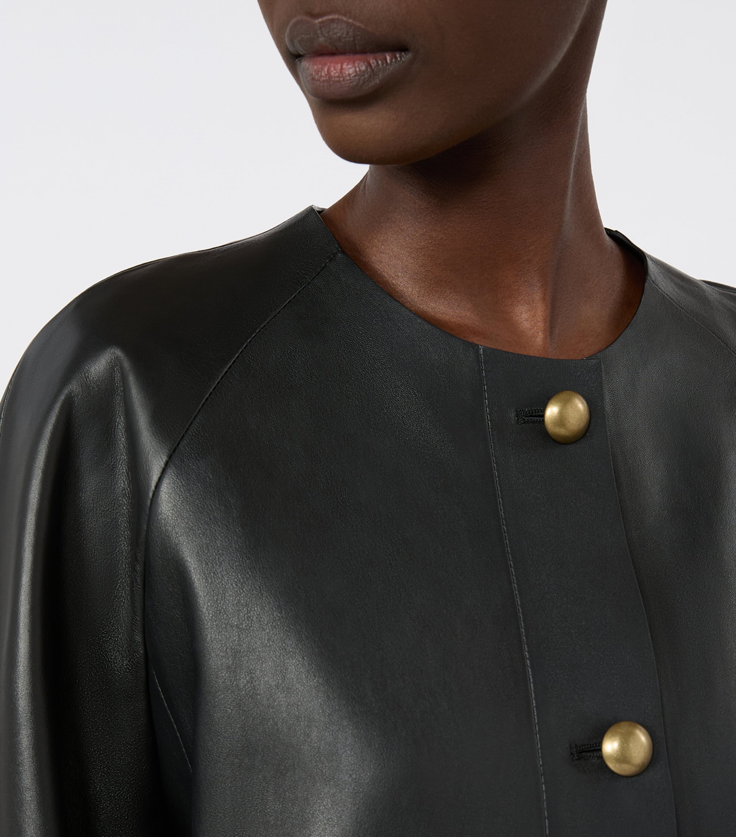 Max Mara Womens Leather Jacket Black Image 5